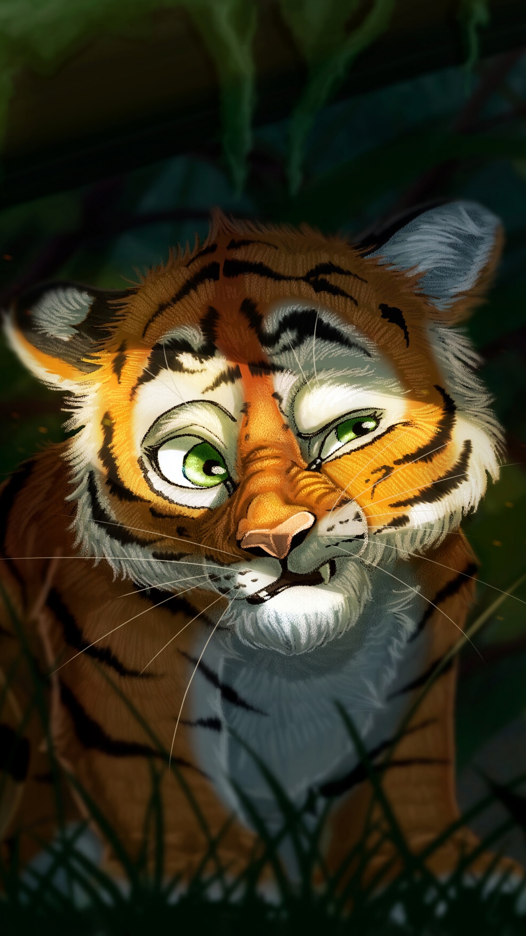 Обои тигр, арт, бенгальский тигр, живая природа, кошачьих в разрешении 1080x1920