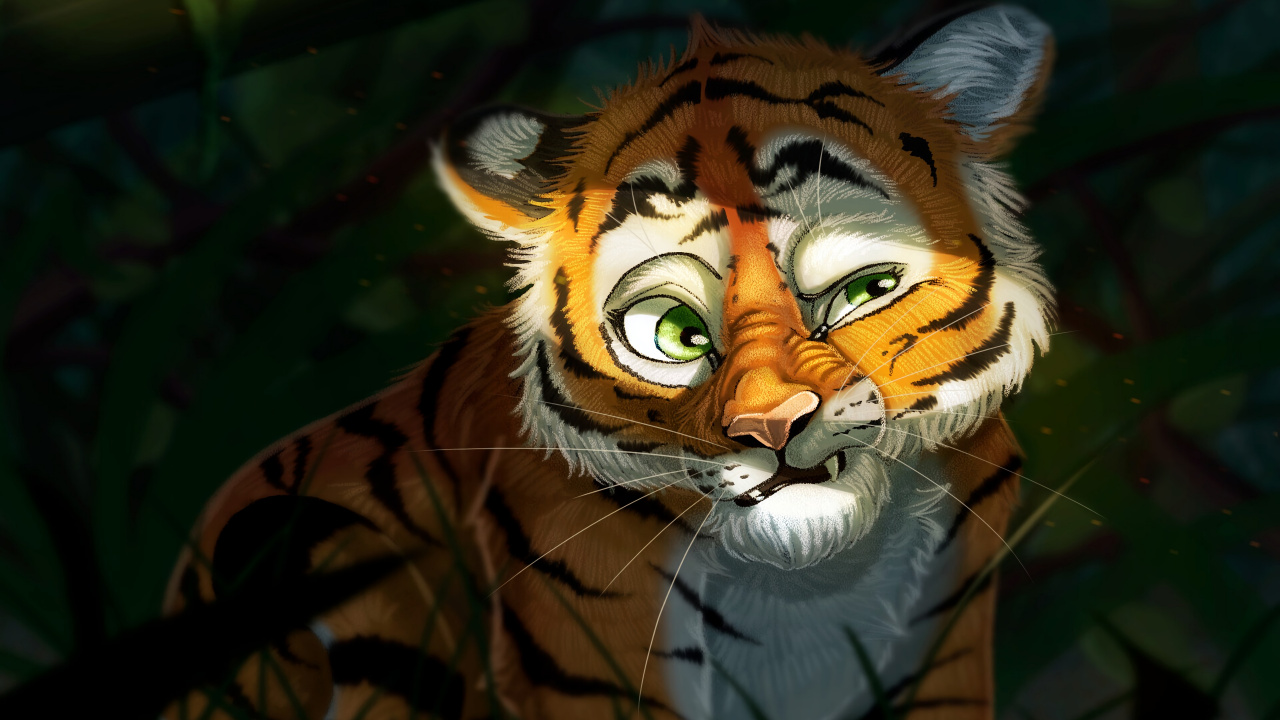 Обои тигр, арт, бенгальский тигр, живая природа, кошачьих в разрешении 1280x720