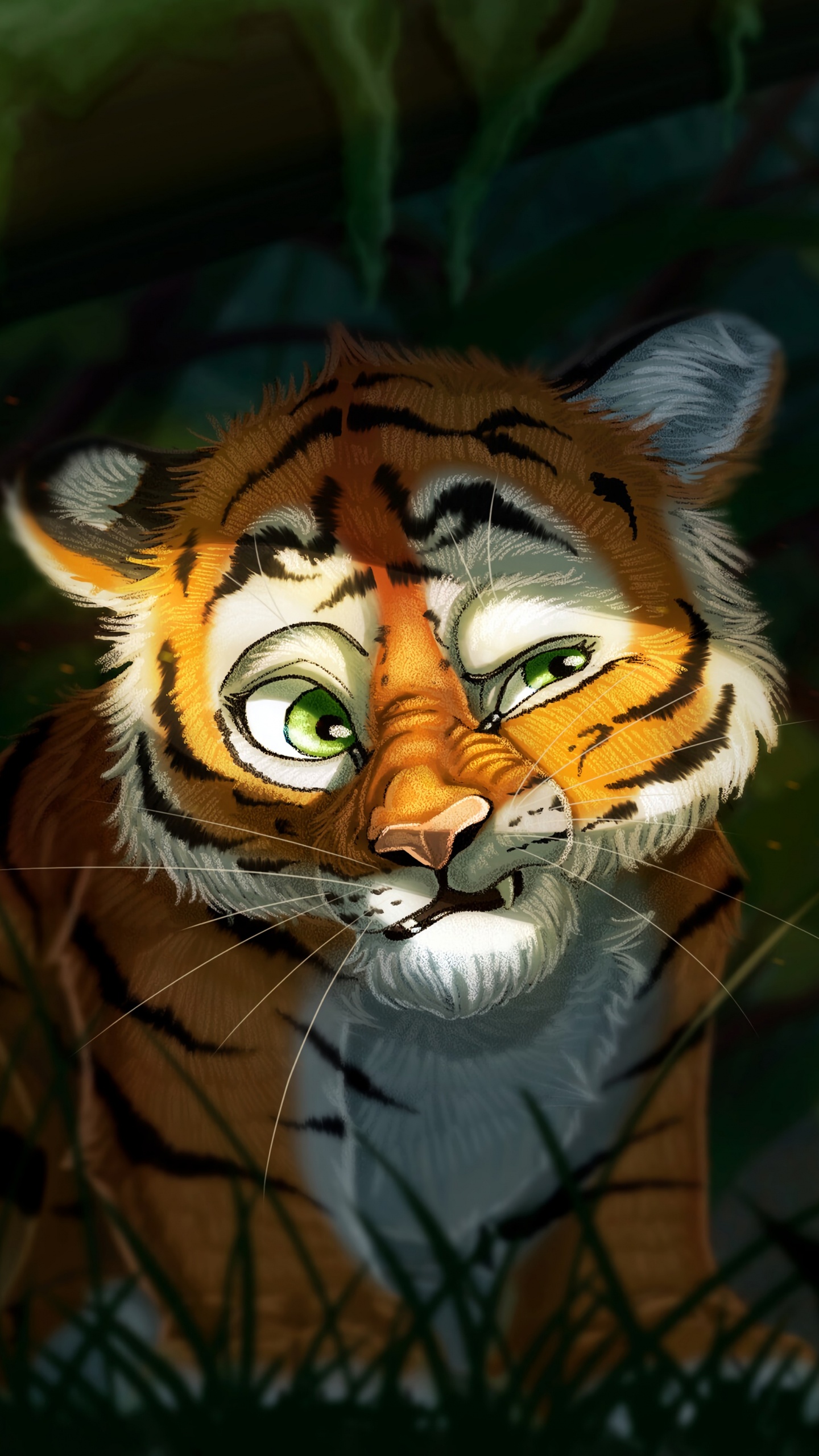 Обои тигр, арт, бенгальский тигр, живая природа, кошачьих в разрешении 1440x2560