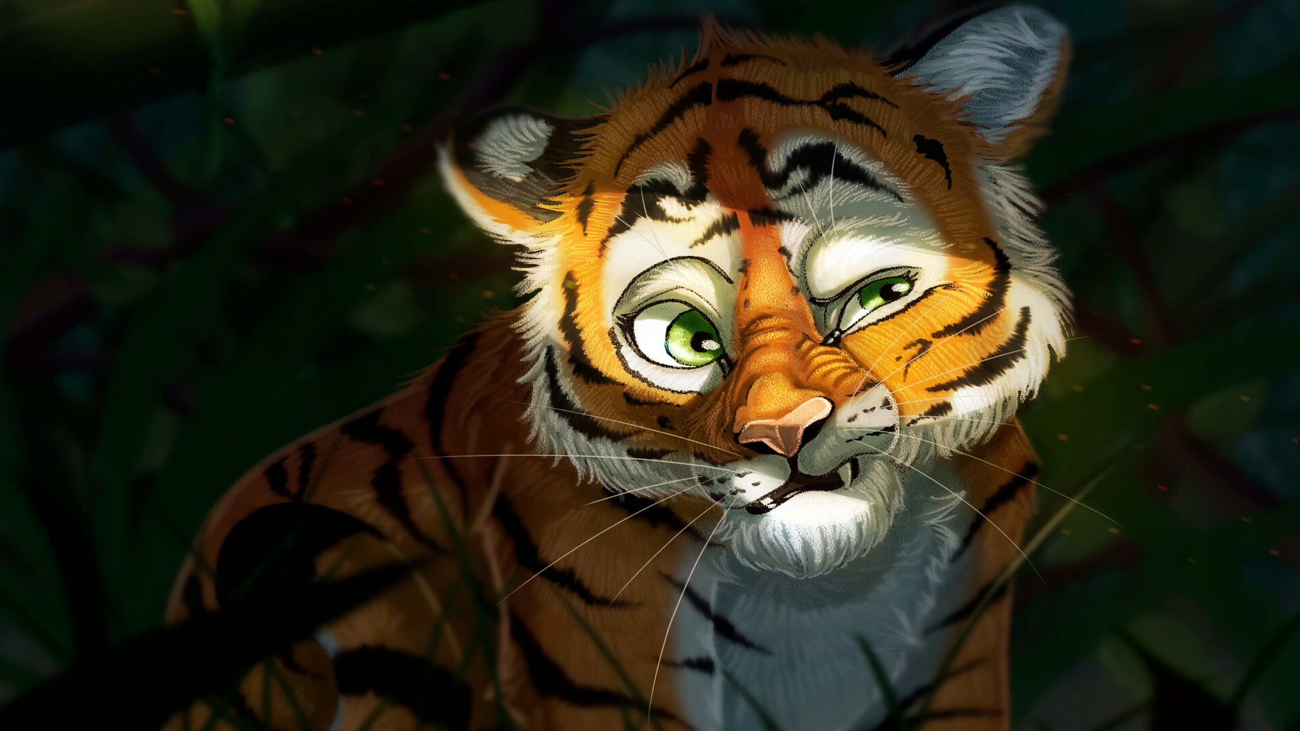 Обои тигр, арт, бенгальский тигр, живая природа, кошачьих в разрешении 2560x1440