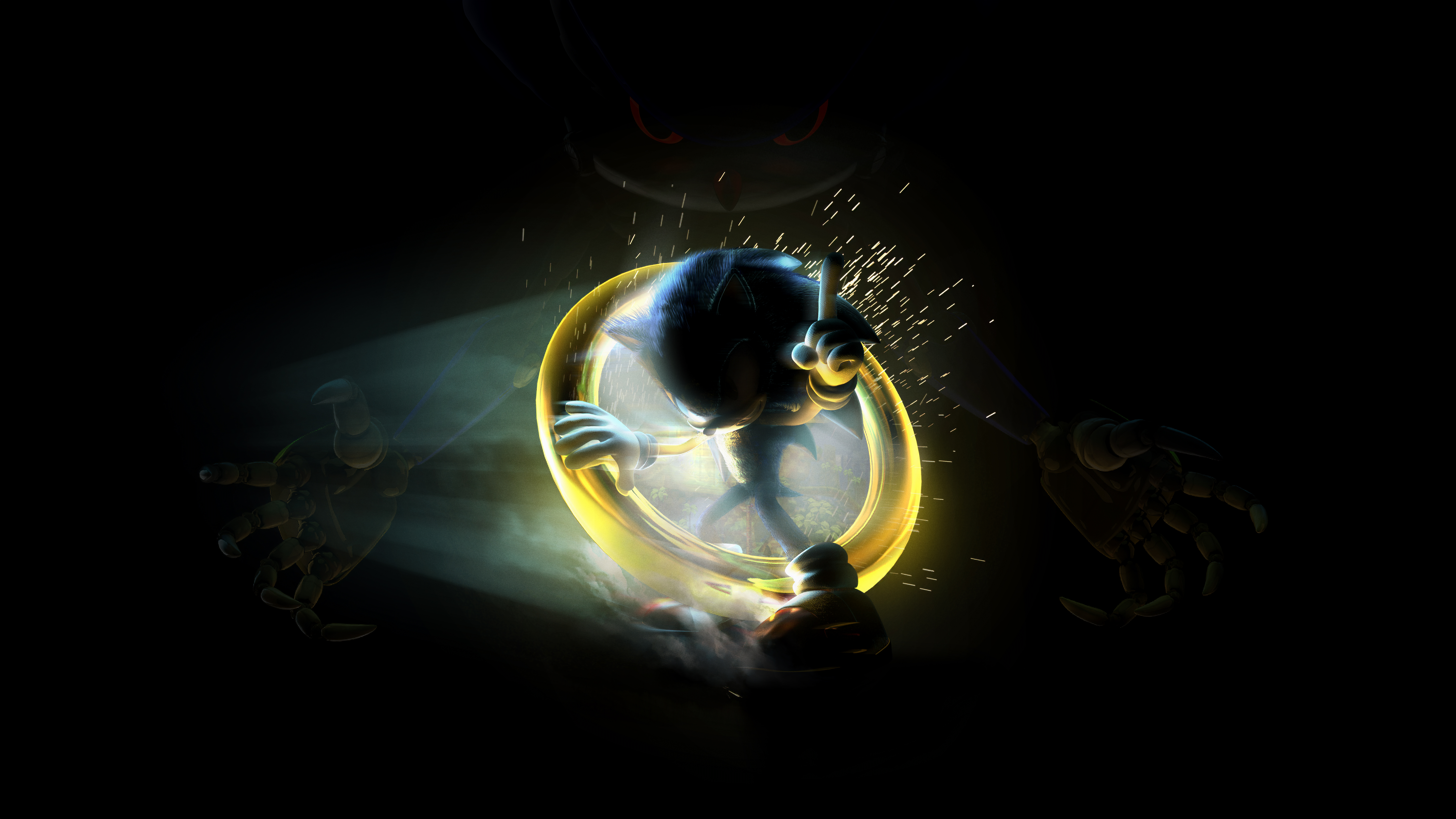 Обои Ежик Соник, свет, постер, Sega Америки, Постер фильма в разрешении 7680x4320