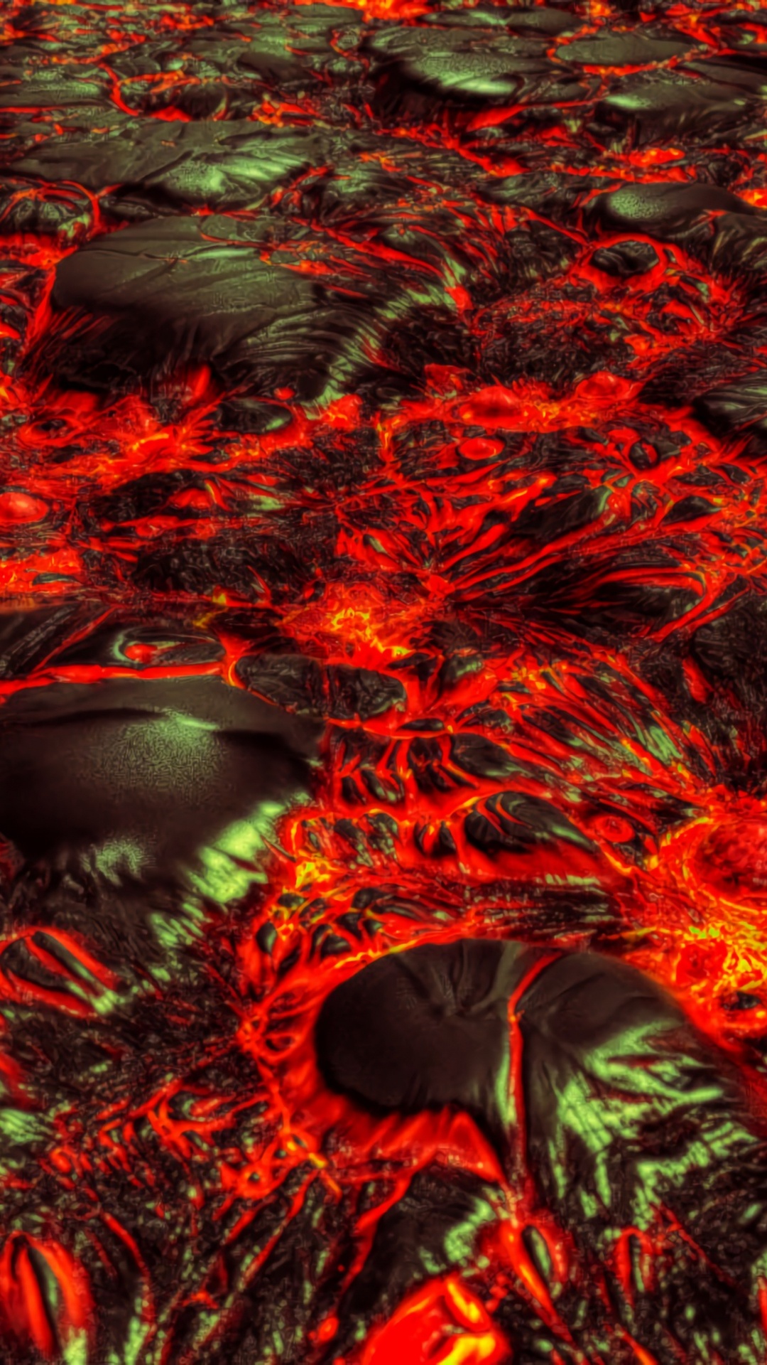 Обои лава, красный цвет, фрактальное искусство, вода, графика в разрешении 1080x1920