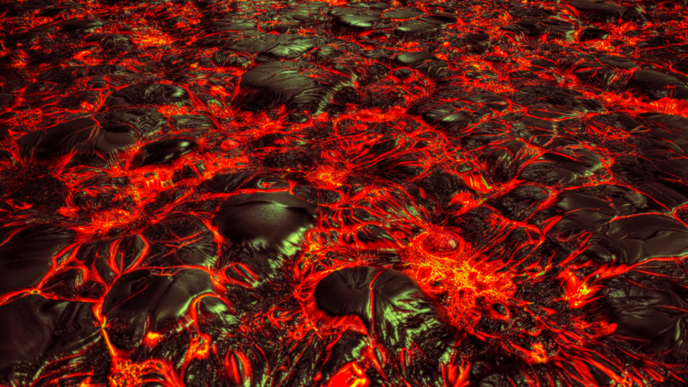 Обои лава, красный цвет, фрактальное искусство, вода, графика в разрешении 1366x768