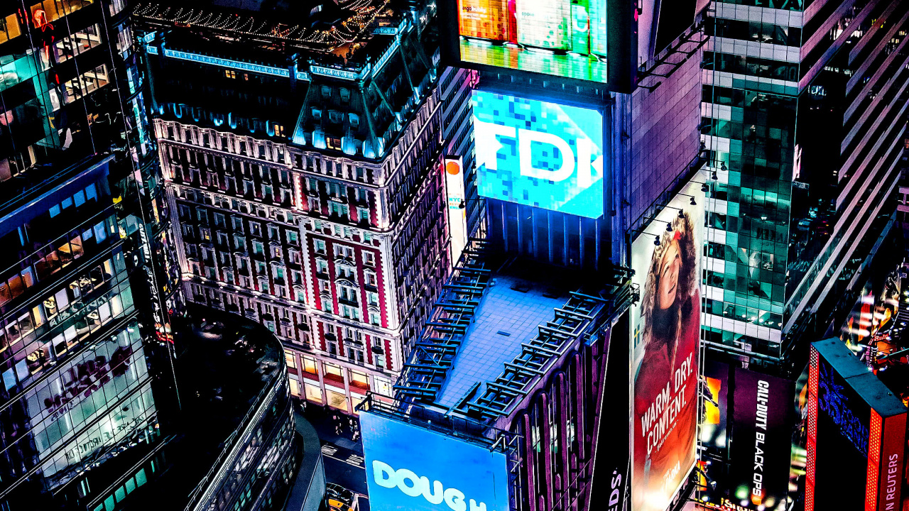 Обои таймсквер, Нью-Йорк Марриотт Маркиз, Центральный парк, Вершина скалы, Бродвей в разрешении 1280x720