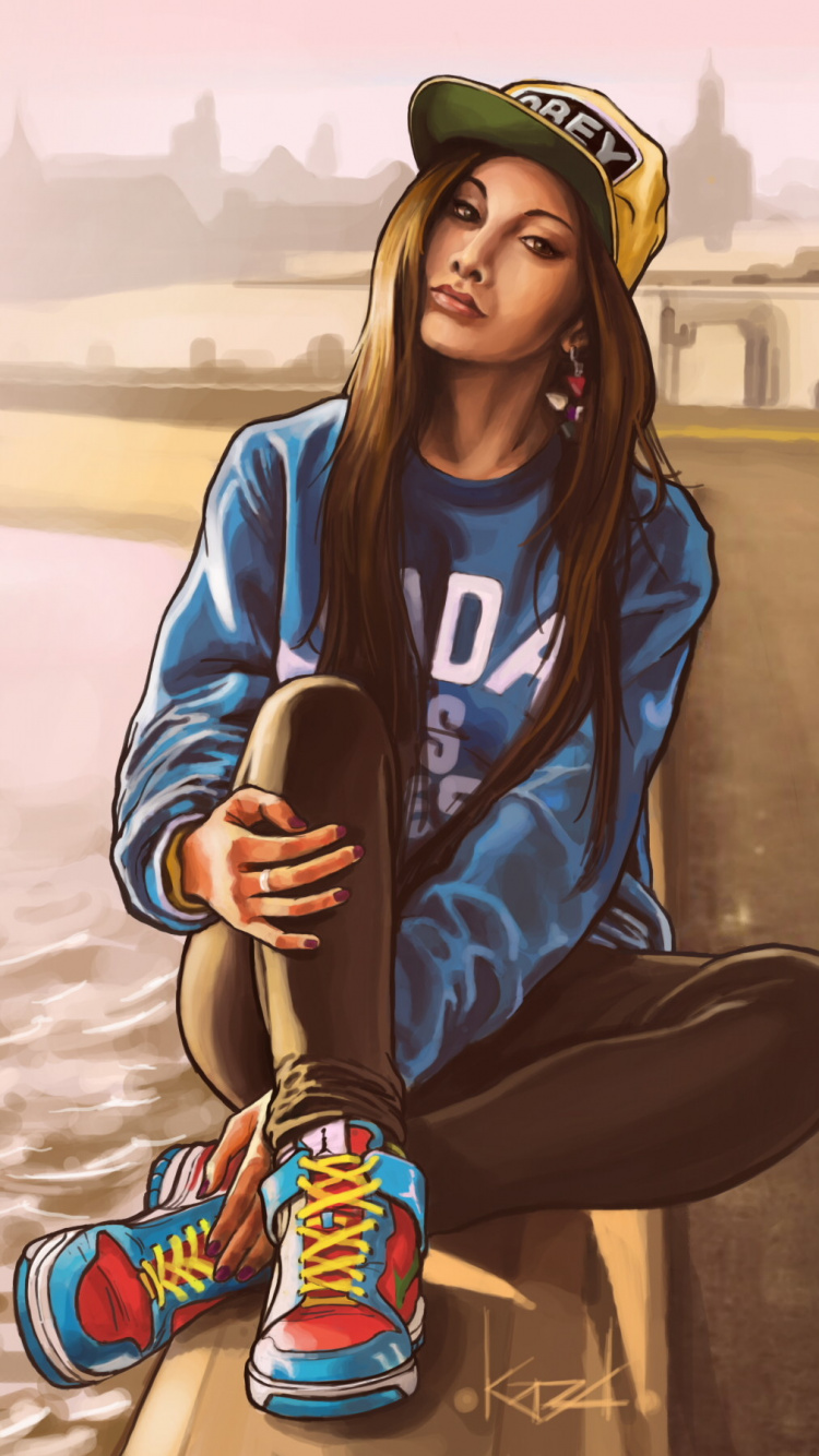 Обои головной убор, рисование, прохлада, скейтборд, Скейтбординг Оборудование в разрешении 750x1334