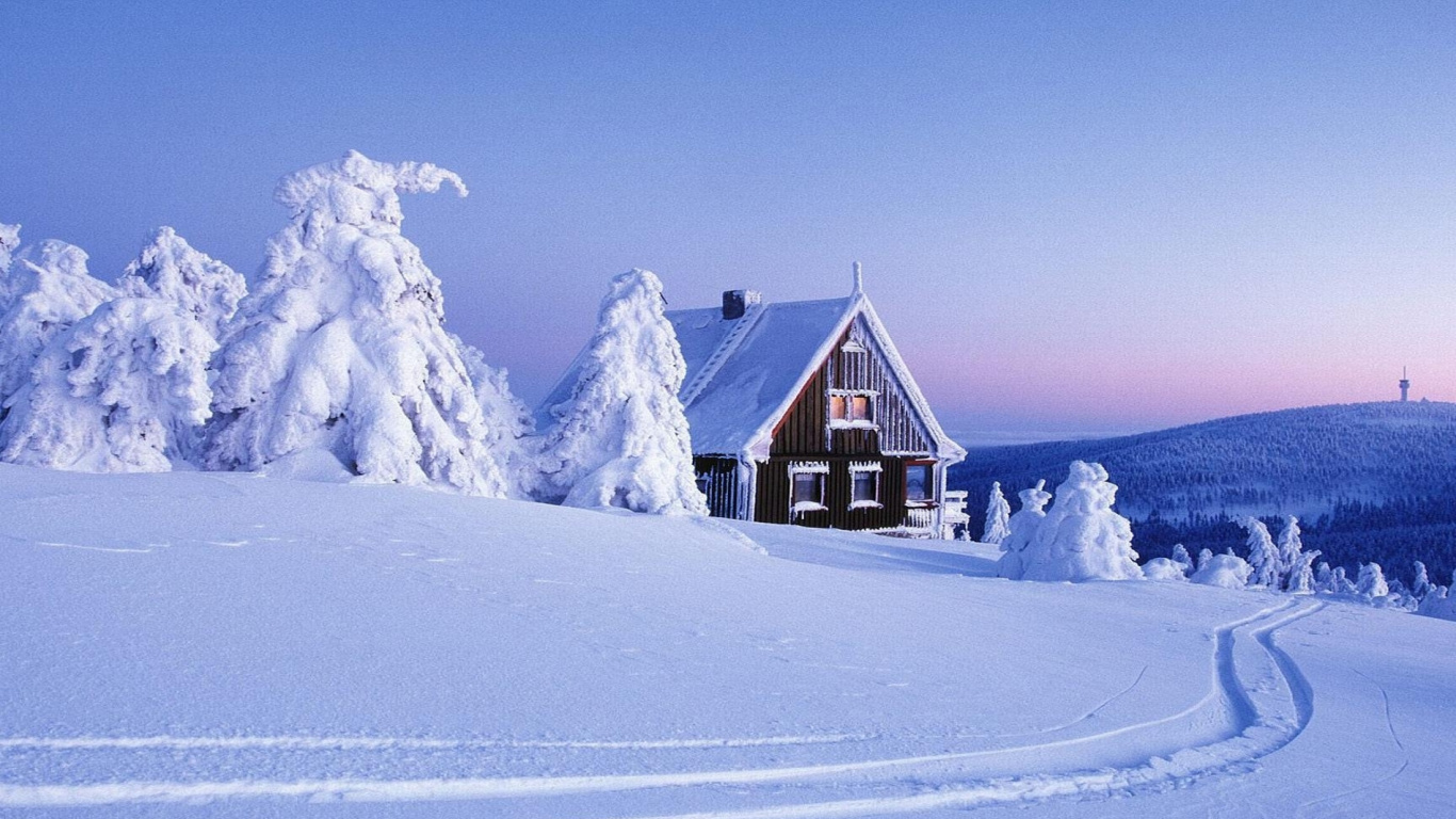 Обои снег, зима, гора, синий, замораживание в разрешении 1366x768