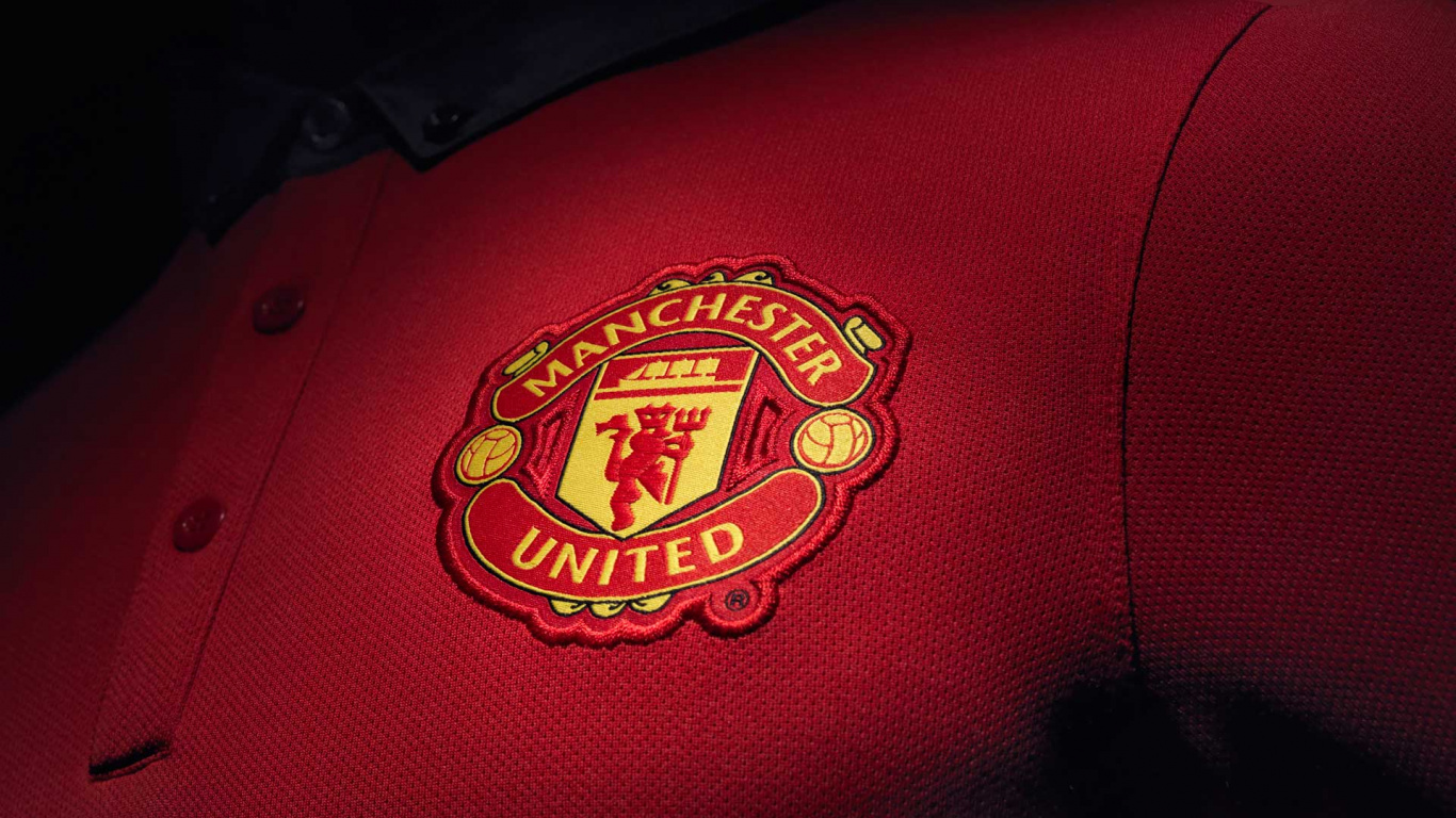 Обои клуб манчестер юнайтед, Манчестер, красный цвет, бордовые, эмблема в разрешении 1366x768