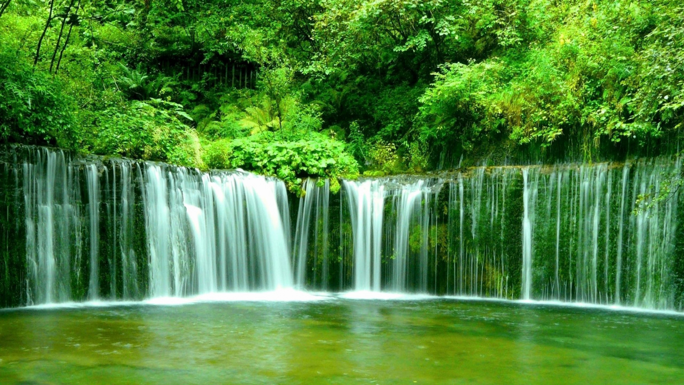 Обои Водопад Шираито, водопад, Tahquamenon Падает, гидроресурсы, водоем в разрешении 1366x768