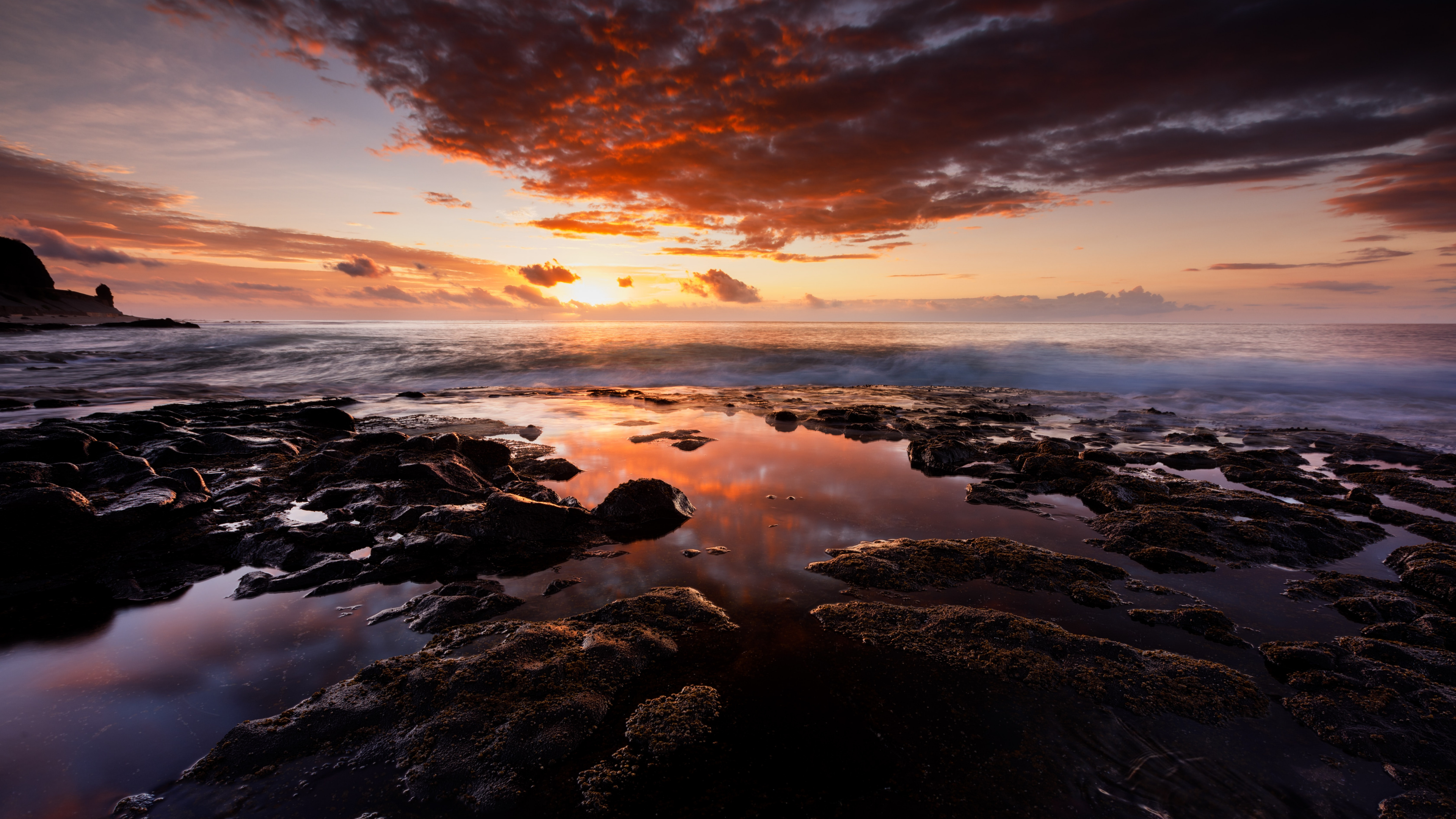 Обои облако, вода, атмосфера, гидроресурсы, послесвечение в разрешении 3840x2160