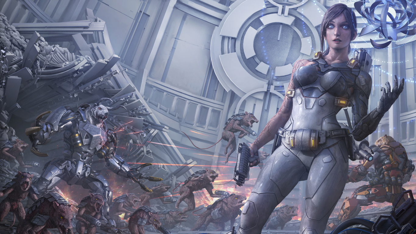 Обои арт, цифровое искусство, произведение искусства, артист, Научная фантастика в разрешении 1366x768