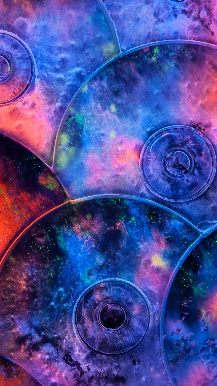 Обои компактдиск, цвет, фрактальное искусство, психоделическое искусство, пурпур в разрешении 720x1280