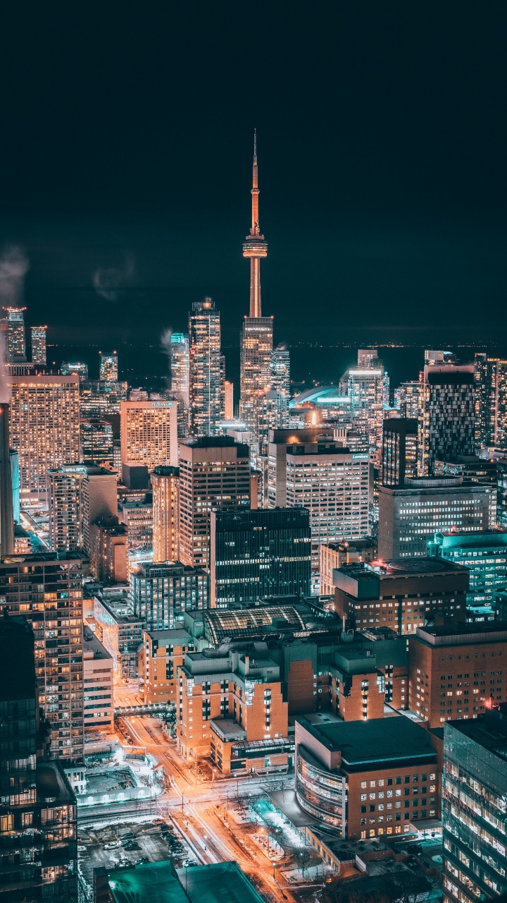 Обои ночь, город, городской пейзаж, метрополия, городской район в разрешении 720x1280