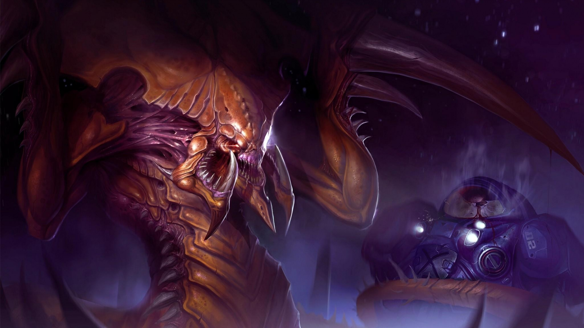 Обои зерг, демон, темнота, дракон, иллюстрация в разрешении 1920x1080