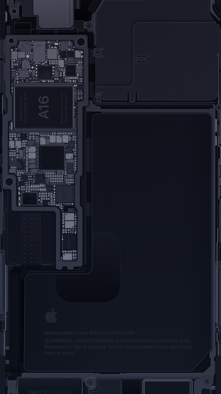 Обои iPhone 14 Pro schematic – Midnight в разрешении 750x1334