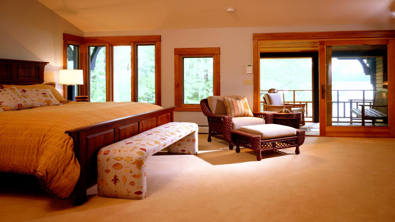 Обои дизайн, спальня, гостиная комната, мебель, этаж в разрешении 1280x720