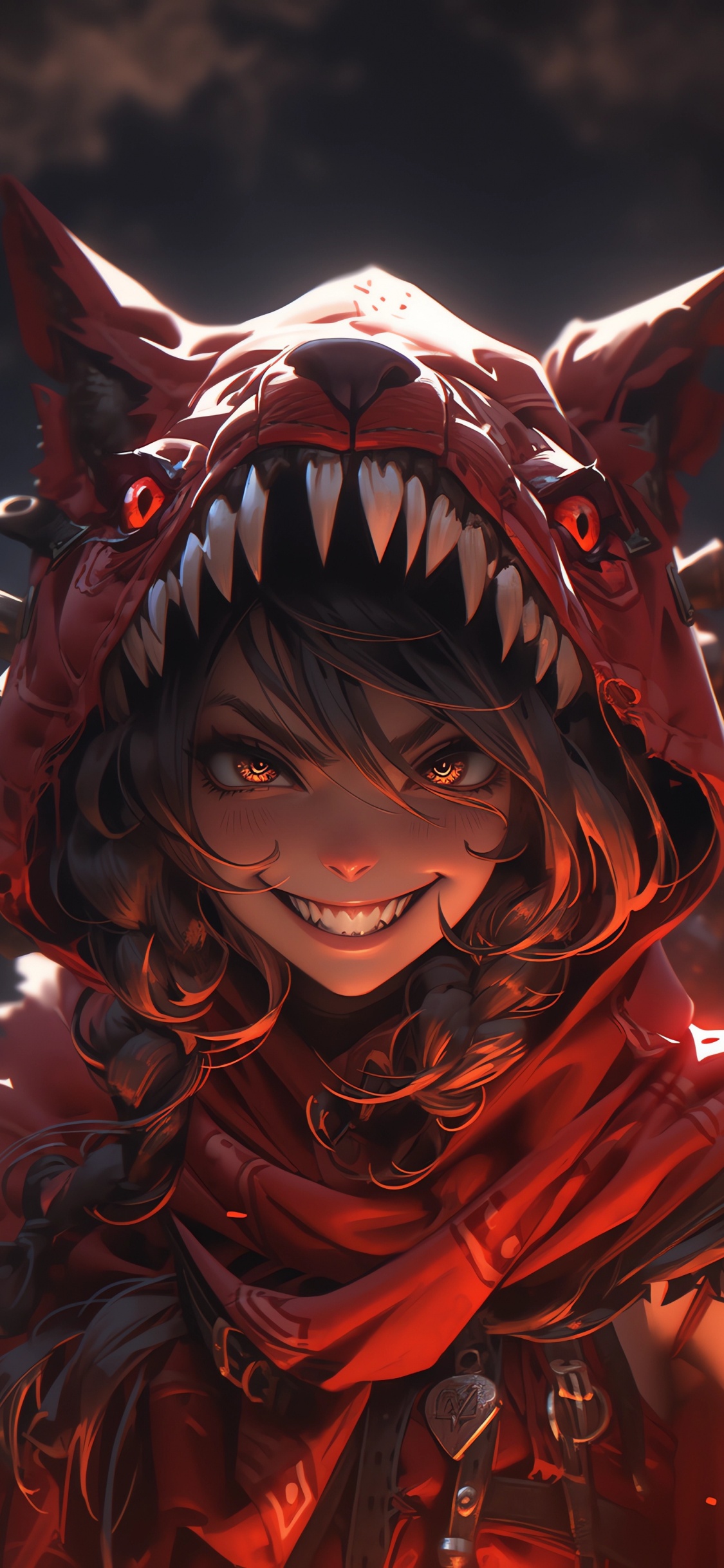 Обои мифическое существо, графический дизайн, иллюстрация, рот, улыбка в разрешении 1125x2436