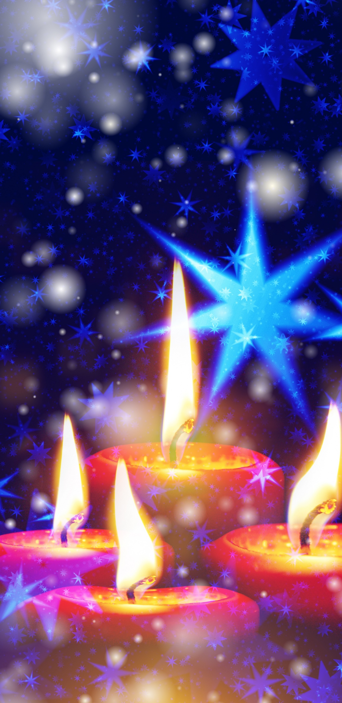Обои свеча, звезда, космос, Сочельник, вифлеемская звезда в разрешении 1440x2960