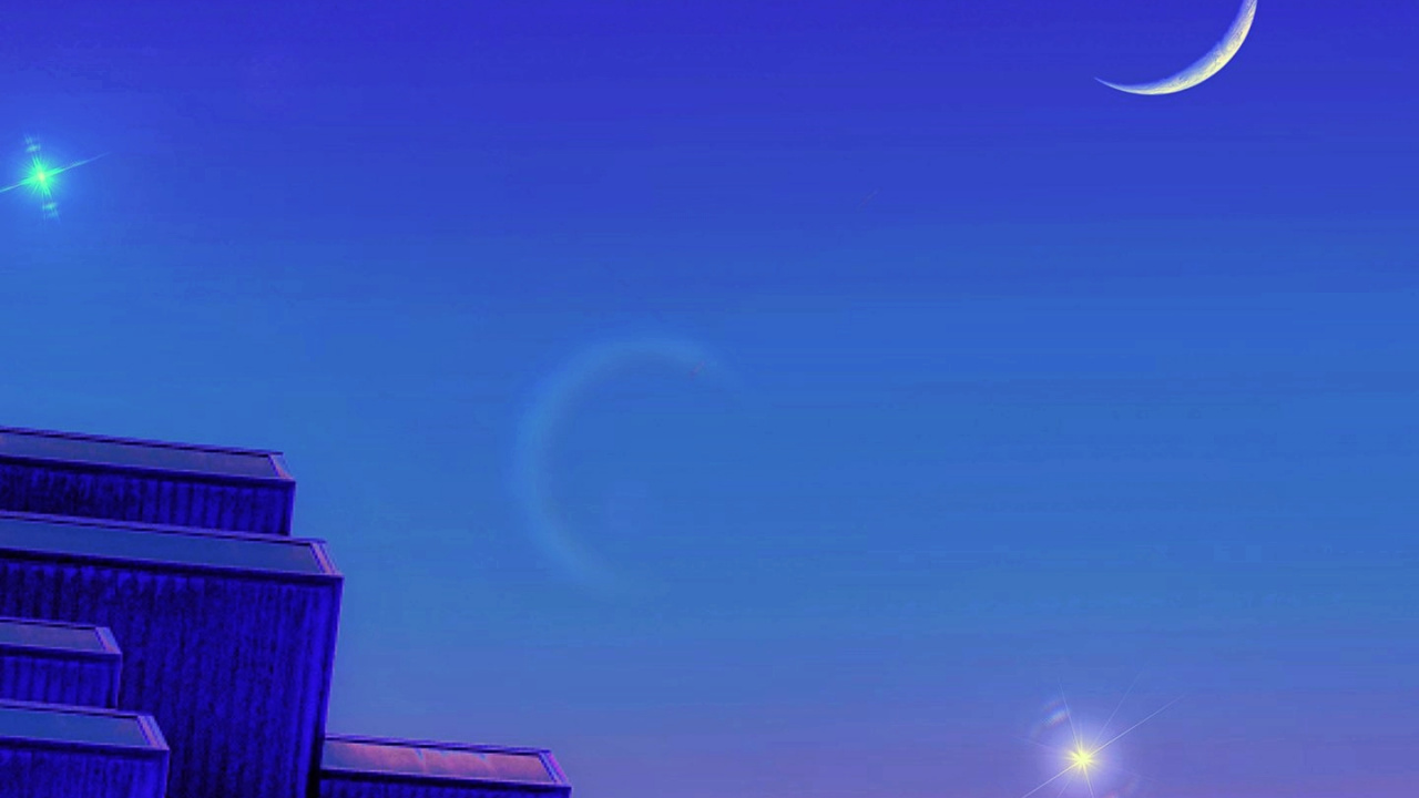 Обои город, Ретровейв, событие, астрономический объект, полумесяц в разрешении 1280x720