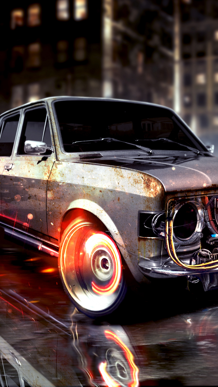 Обои авто, дрифтинг, классический автомобиль, седан, кузов купе в разрешении 750x1334