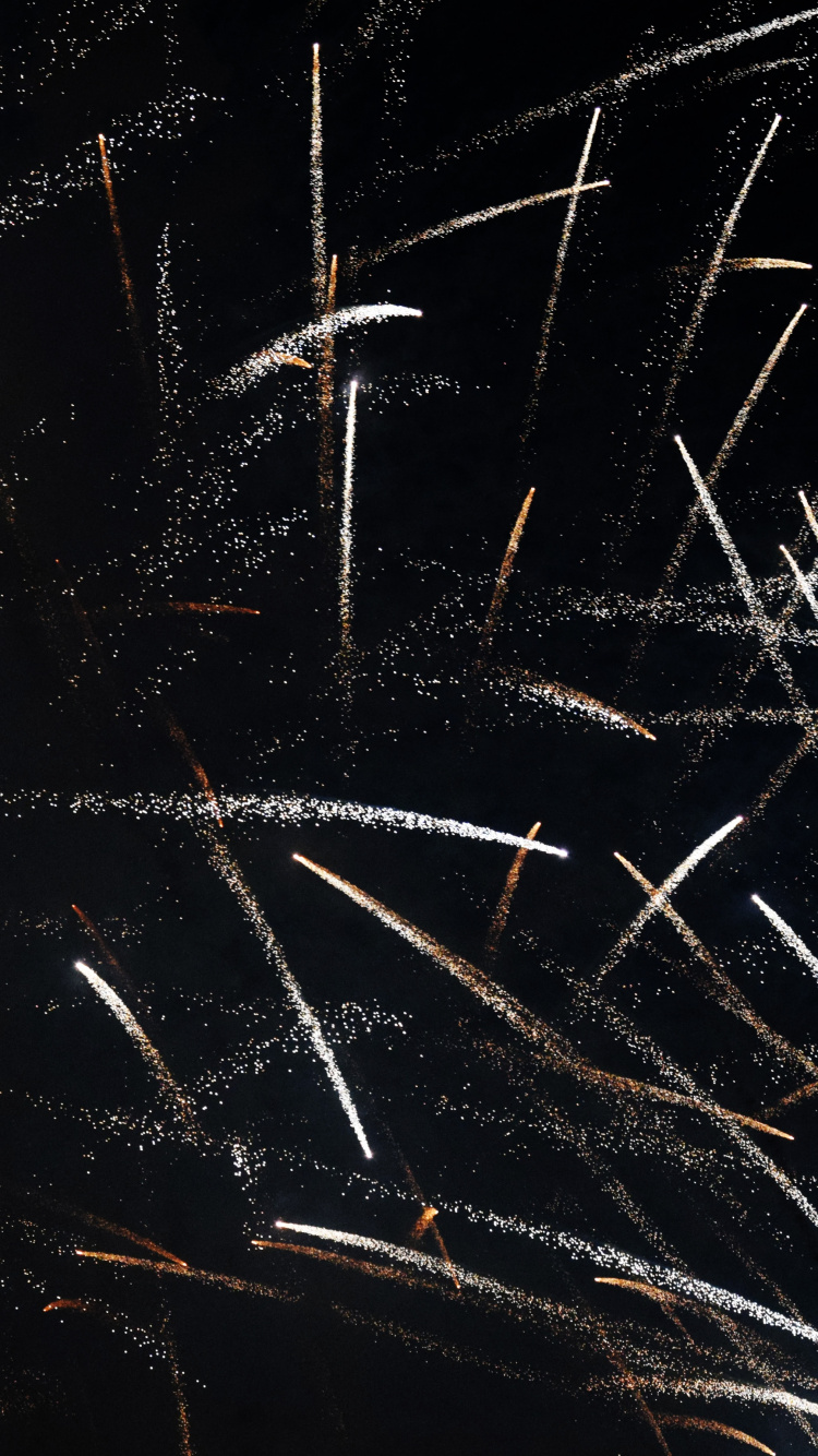 Обои огонь, пиротехника, полночь, День независимости, темнота в разрешении 750x1334