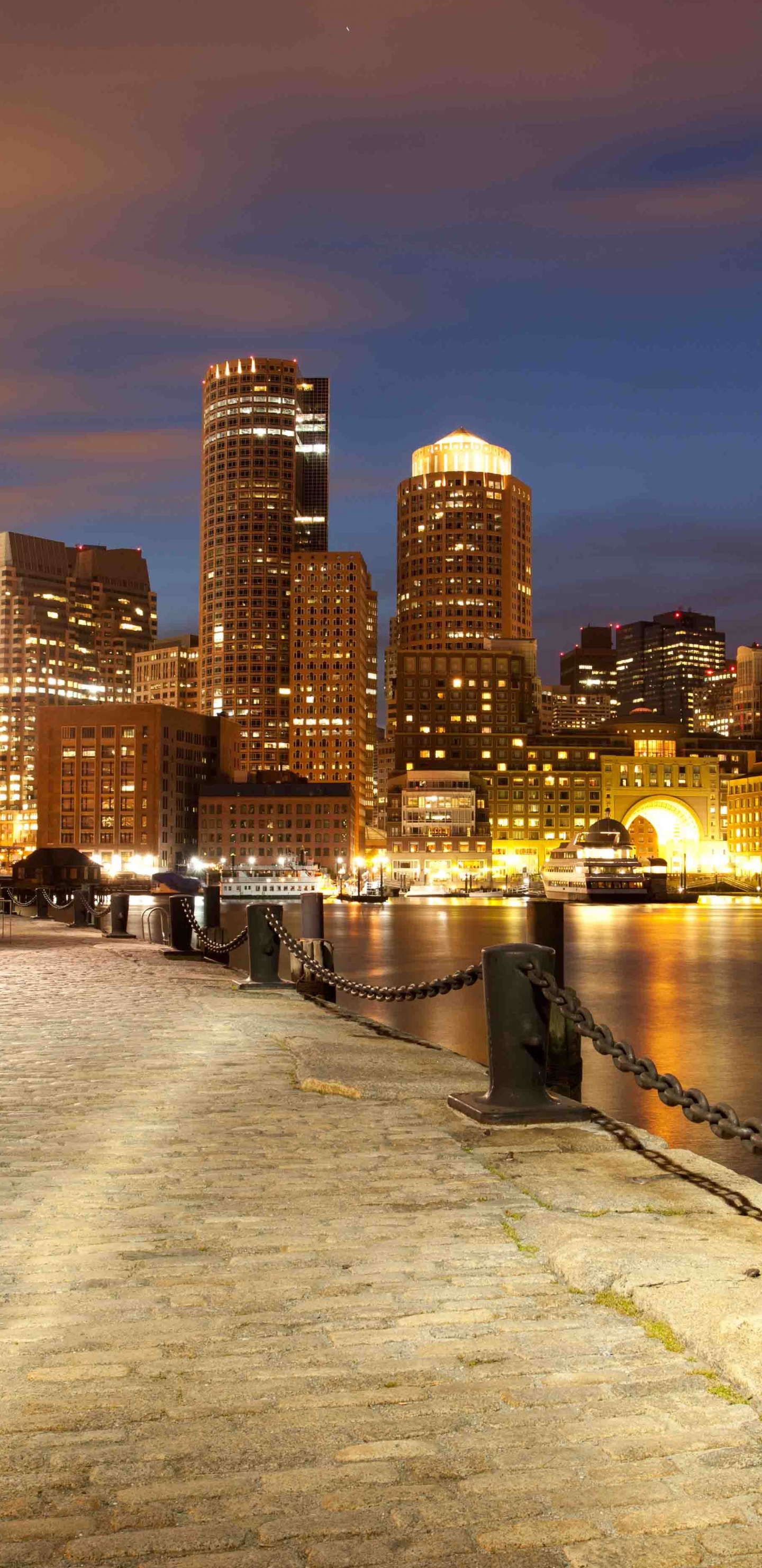 Обои Бостон, город, городской пейзаж, линия горизонта, городской район в разрешении 1440x2960