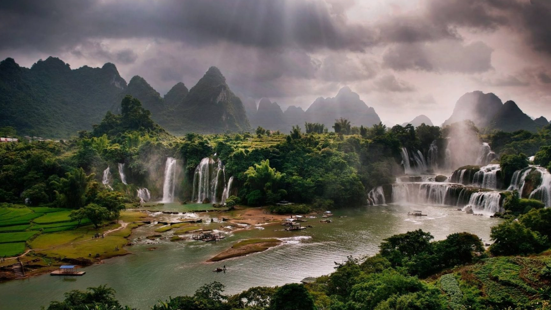 Обои водопад, гидроресурсы, водоем, природа, водоток в разрешении 1920x1080