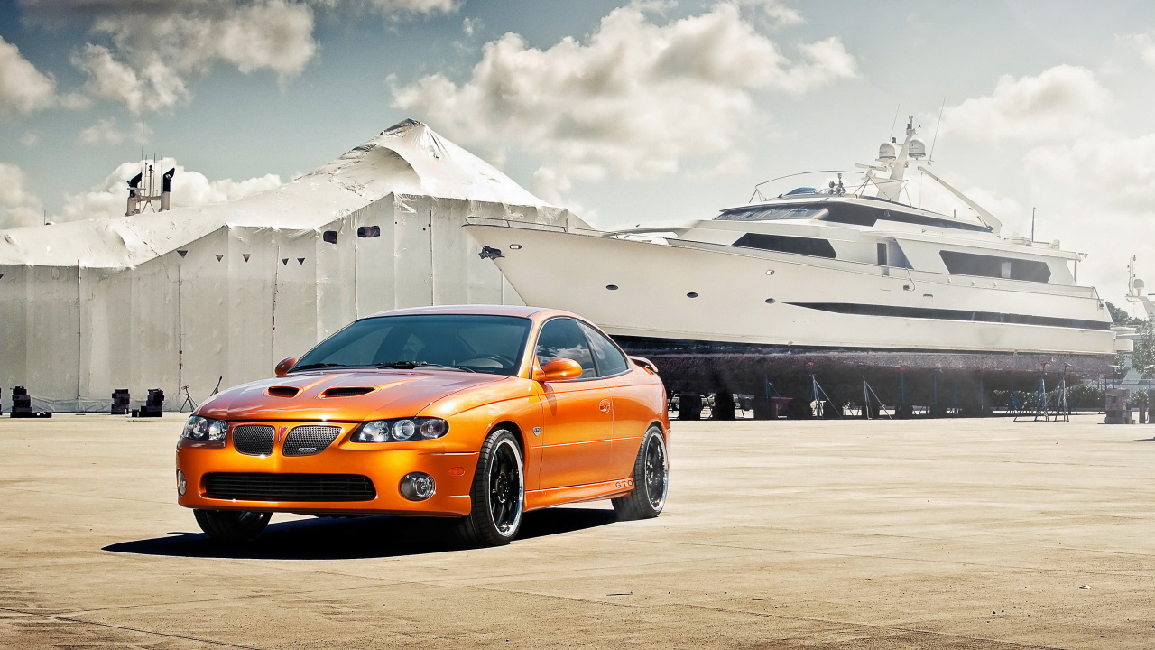Обои Понтиак, спорткар, вид транспорта, транспорт, pontiac gto в разрешении 1280x720