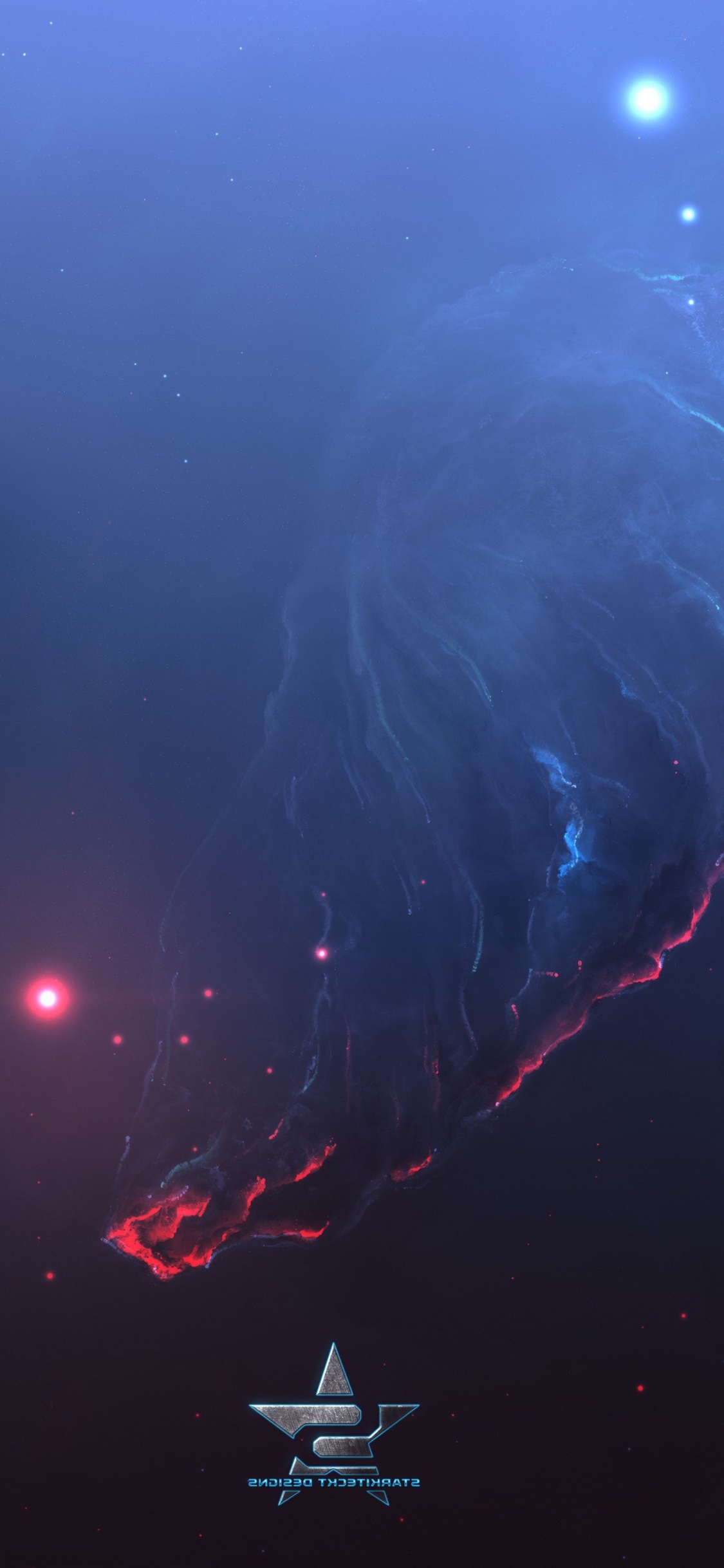 Обои подземные воды, синий, вода, ночь, море в разрешении 1125x2436