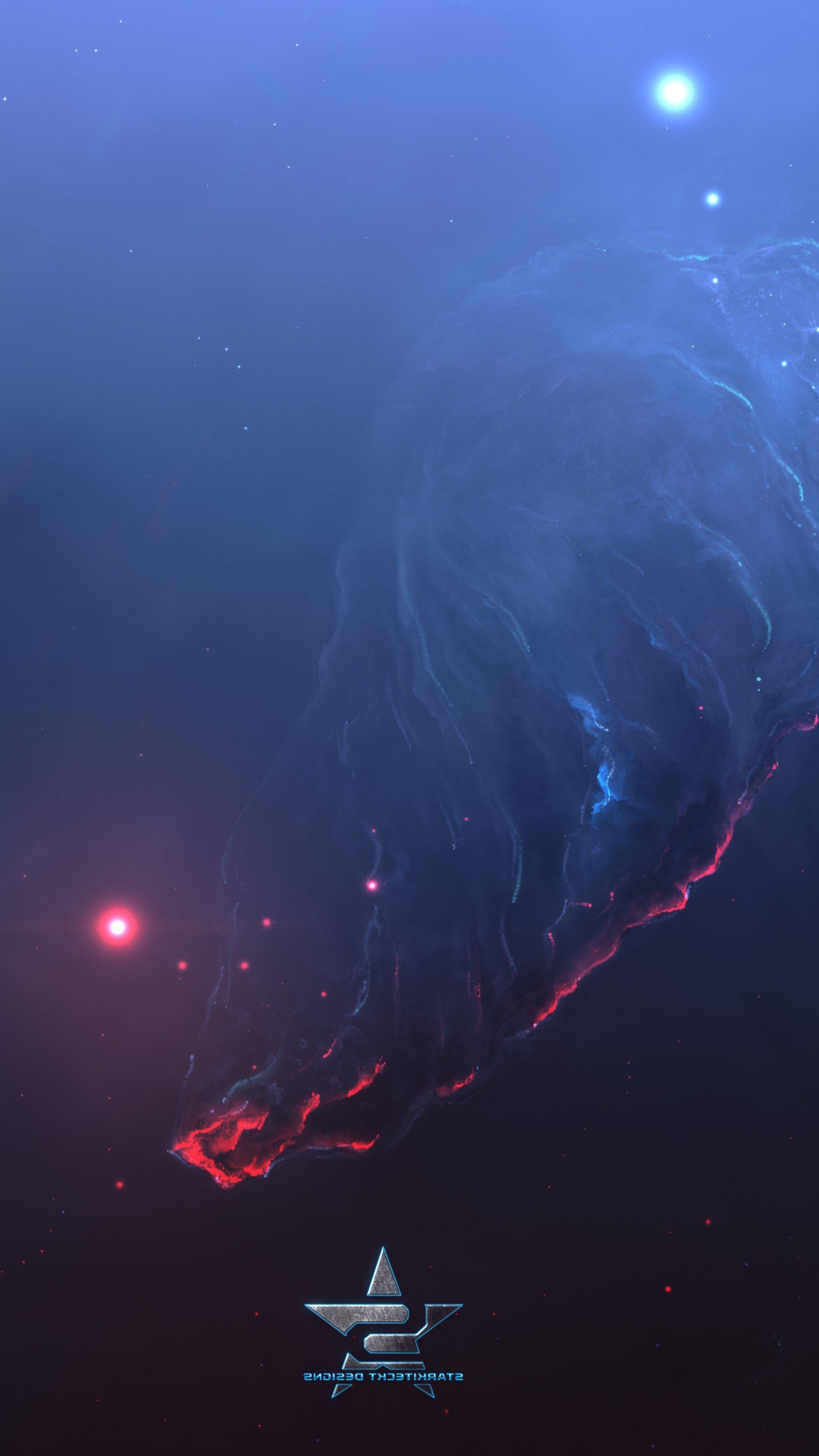 Обои подземные воды, синий, вода, ночь, море в разрешении 1440x2560