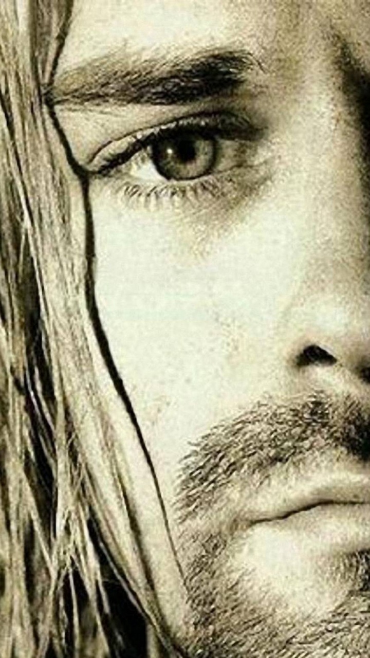 Обои нирвана, музыкант, гитара, волосы на лице, нос в разрешении 720x1280