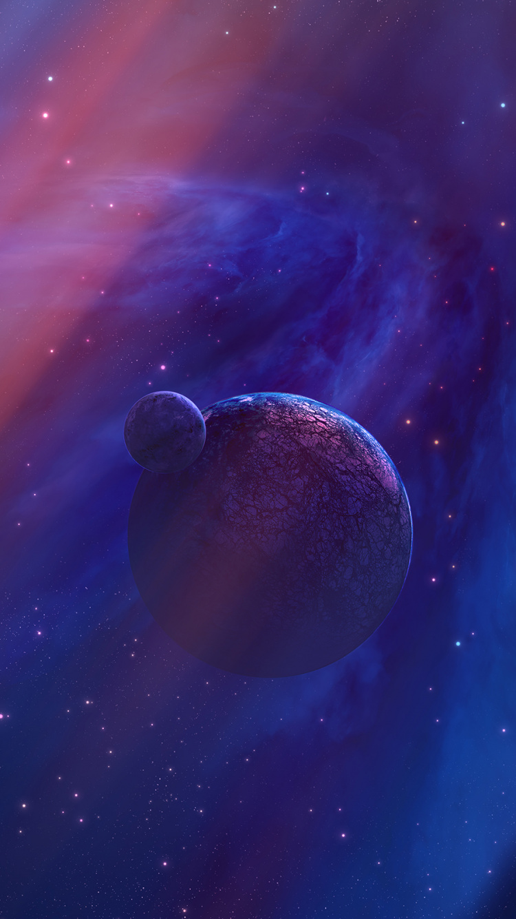 Обои синий, туманность, космическое пространство, атмосфера, астрономический объект в разрешении 750x1334