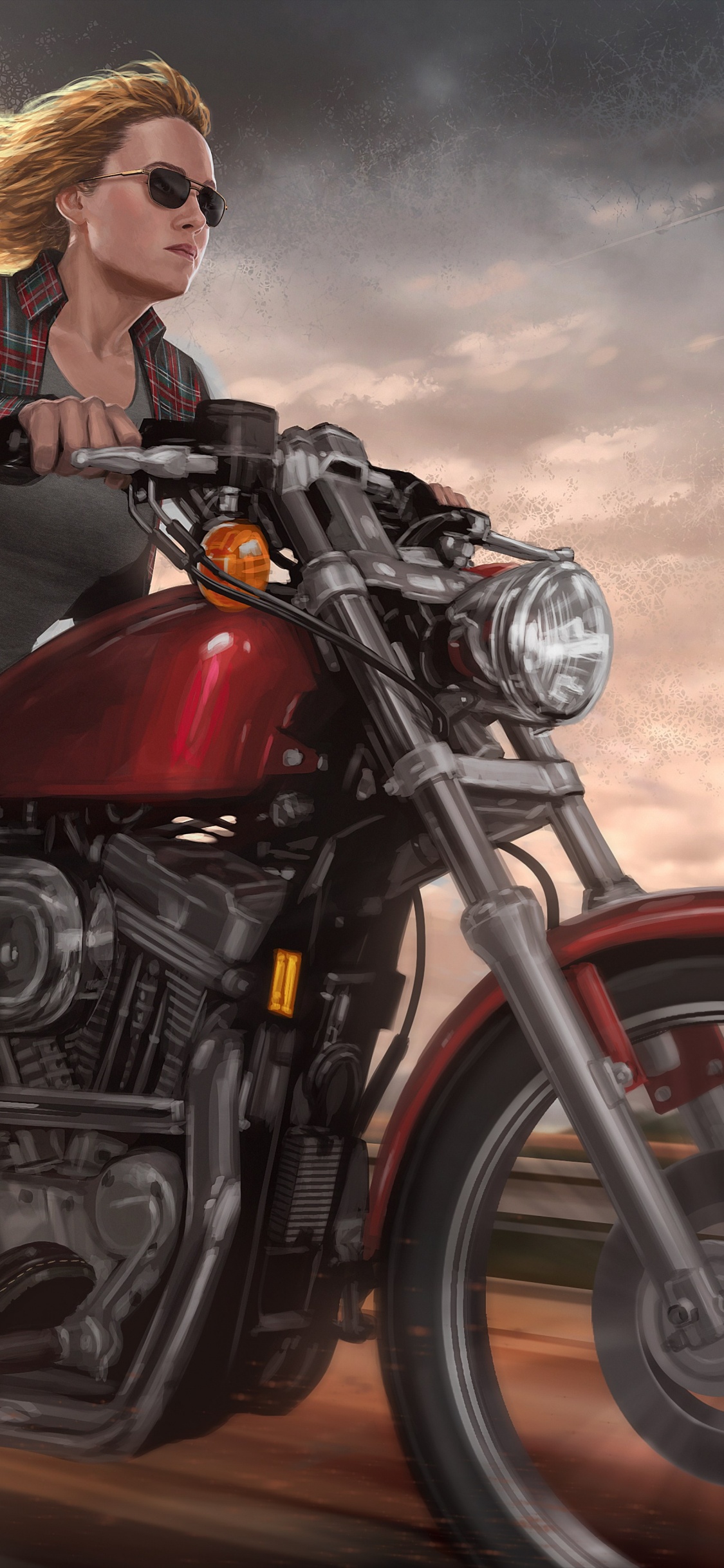 Обои капитан марвел мотоцикл, Капитан Марвел, Кэрол Денверс, супергерой, marvel в разрешении 1125x2436