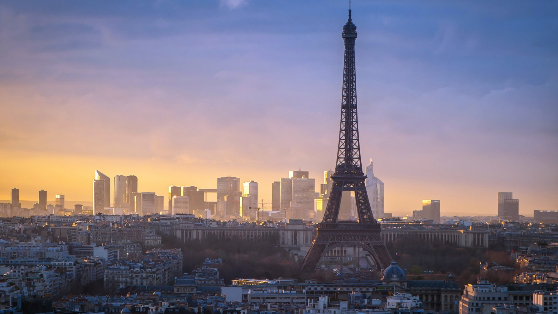 Обои Эйфелева башня, городской пейзаж, город, ориентир, небоскреб в разрешении 1920x1080