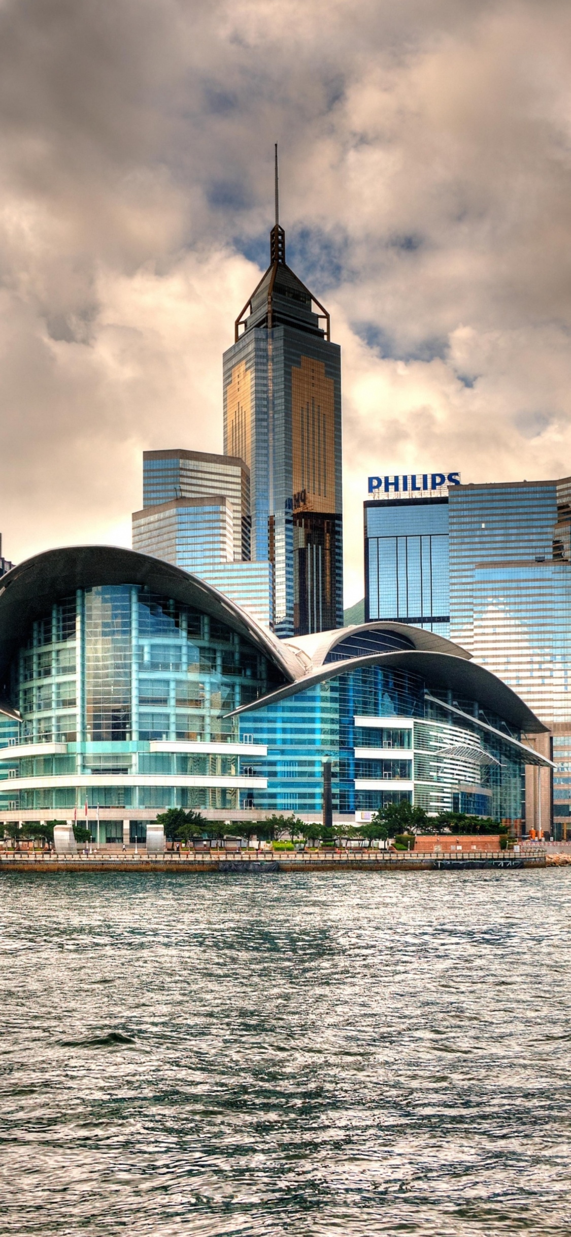 Обои город, городской пейзаж, линия горизонта, небоскреб, городской район в разрешении 1125x2436