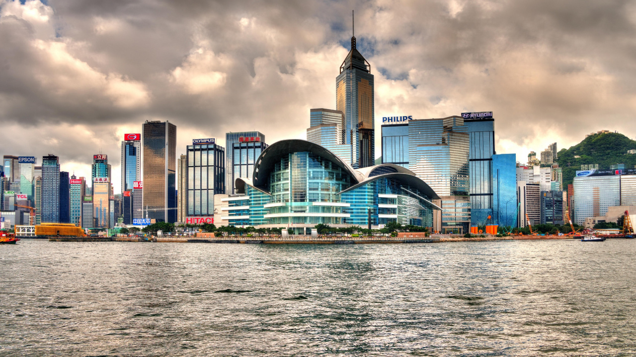 Обои город, городской пейзаж, линия горизонта, небоскреб, городской район в разрешении 1280x720