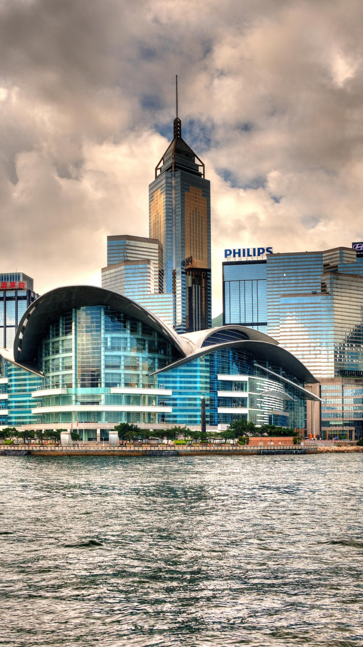 Обои город, городской пейзаж, линия горизонта, небоскреб, городской район в разрешении 750x1334