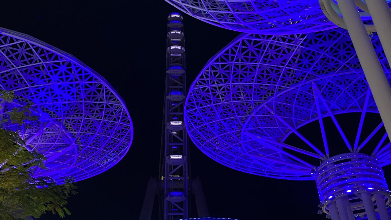 Обои Сингапур, ориентир, синий, пурпур, мажорель синий в разрешении 1366x768