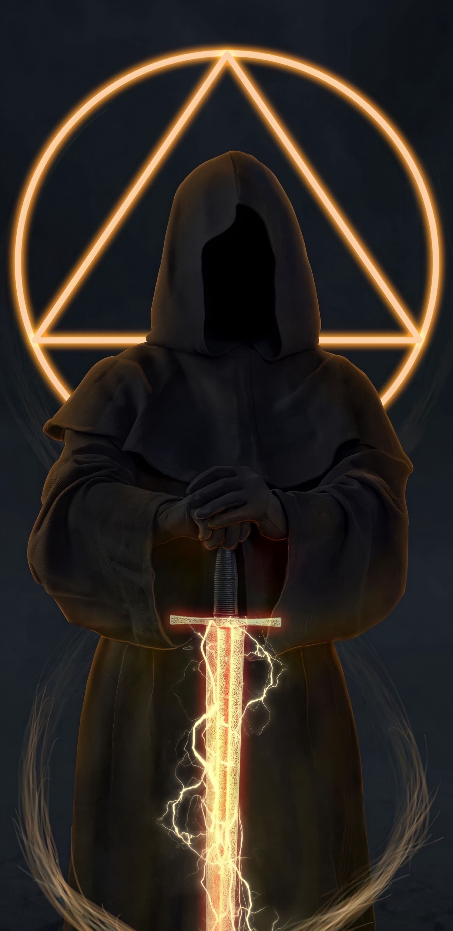 Обои свет, маньяки эльфы, освещение, арт, симметрия в разрешении 1440x2960