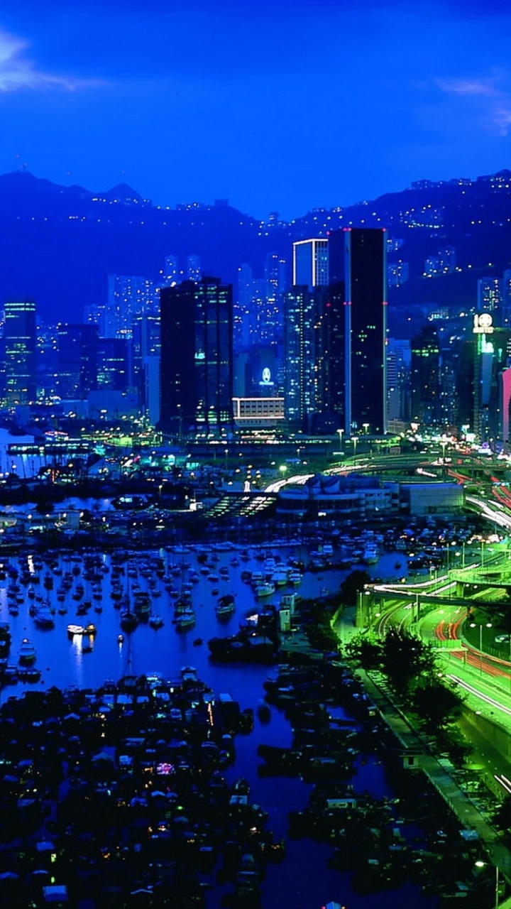 Обои городской пейзаж, природа, город, ночь, городской район в разрешении 720x1280