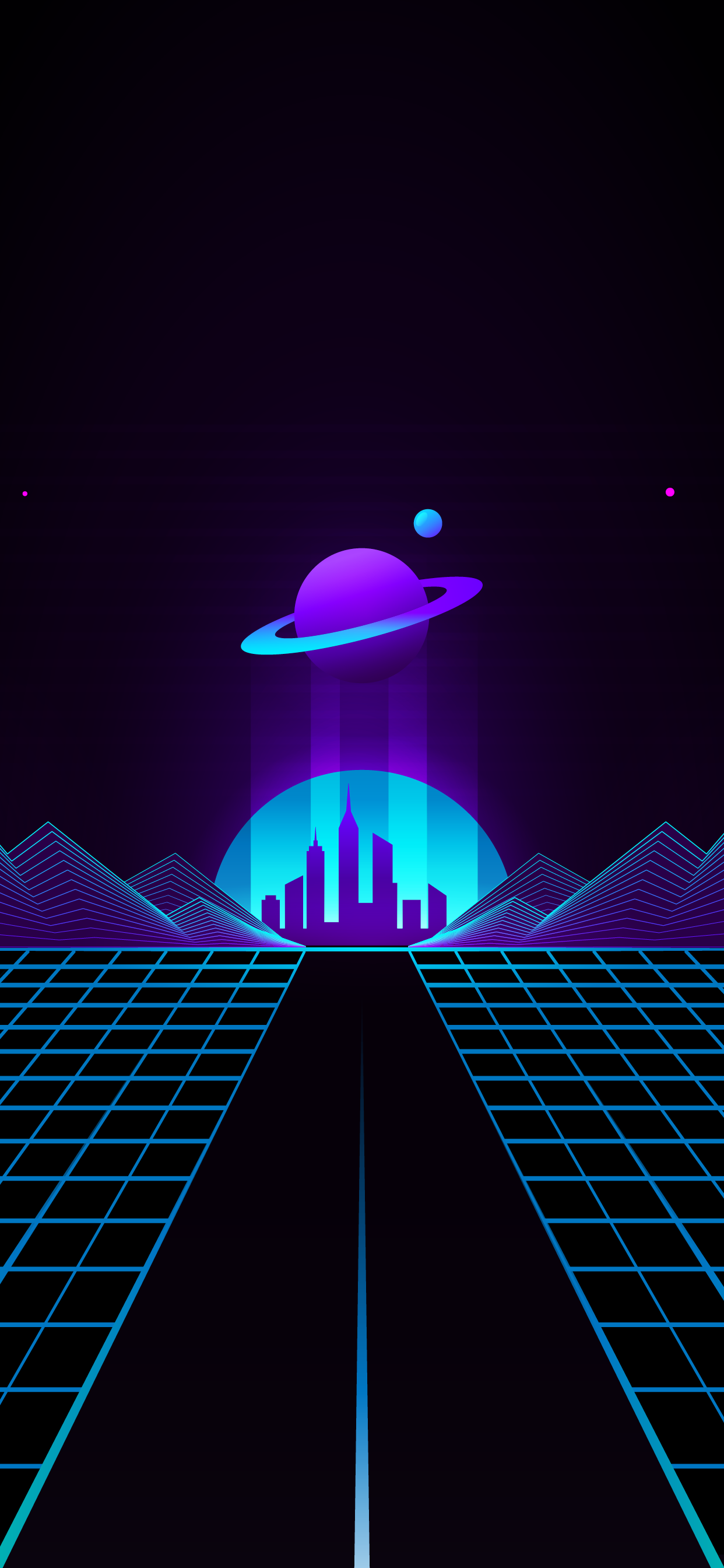 Обои Киберпанк, Ретровейв, Synthwave, пурпур, Фиолетовый в разрешении 1242x2688
