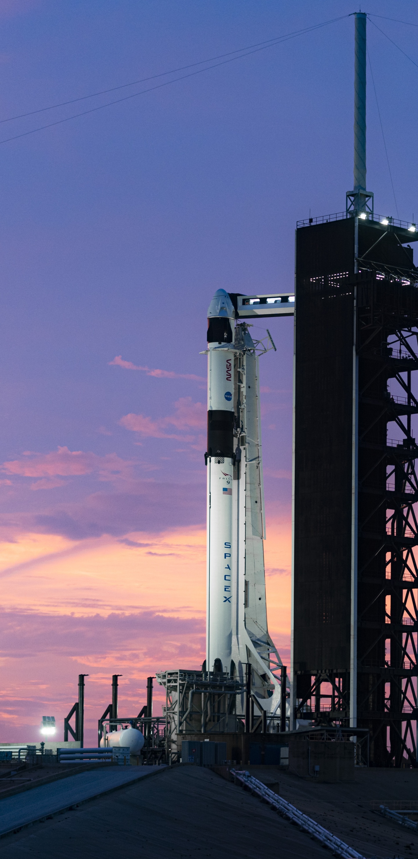 Обои звездолет, SpaceX, пробел x, космический экипаж-1, Международная космическая станция в разрешении 1440x2960