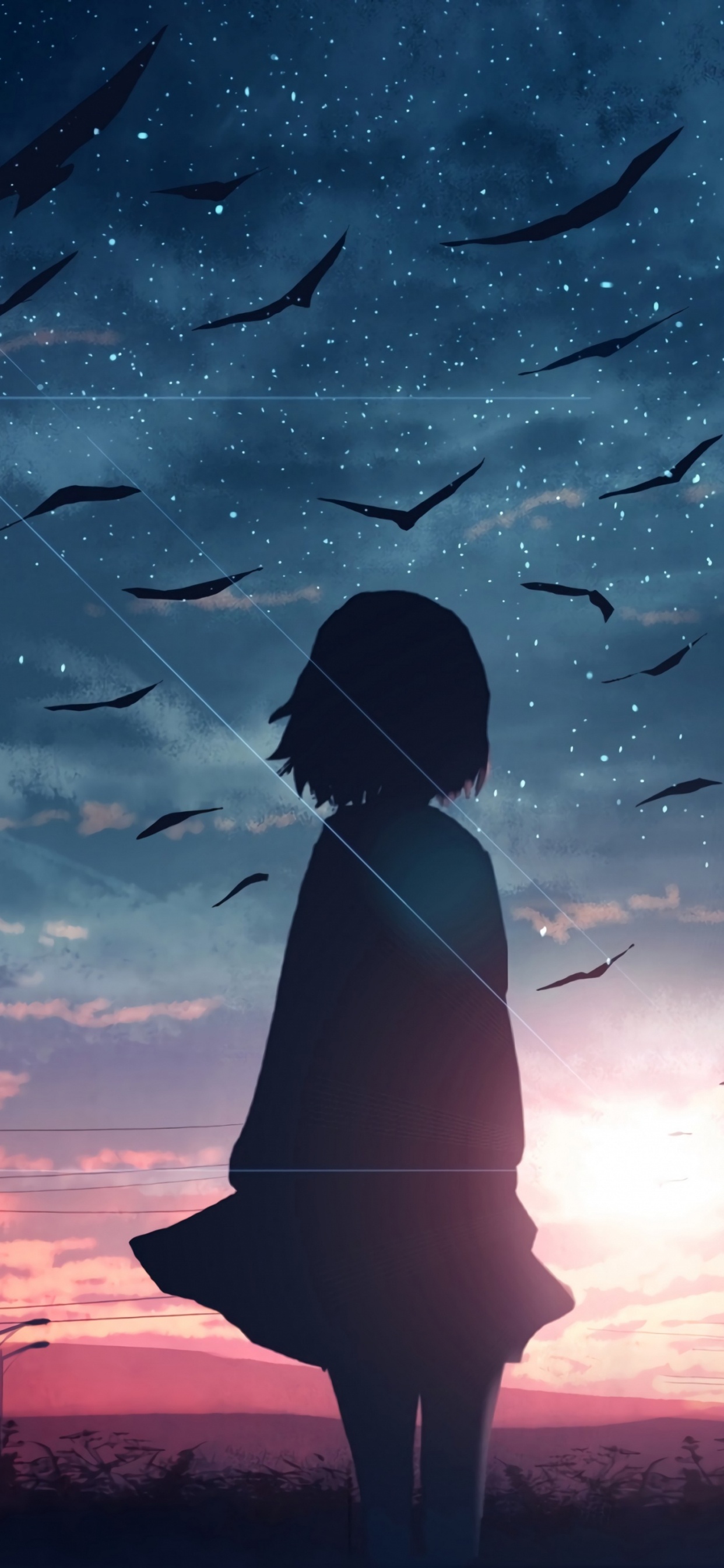 Обои яркое аниме, аниме, иллюстрация, рукав, облако в разрешении 1242x2688