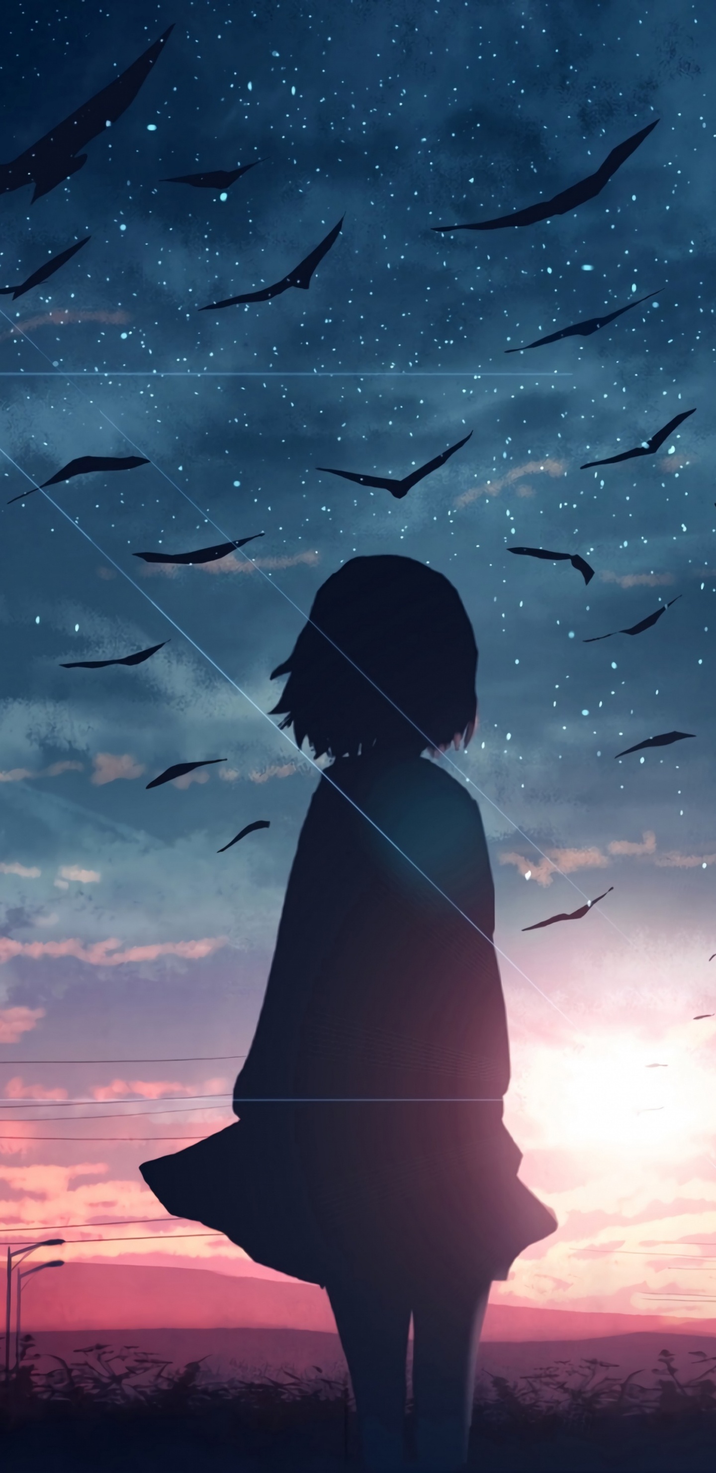 Обои яркое аниме, аниме, иллюстрация, рукав, облако в разрешении 1440x2960