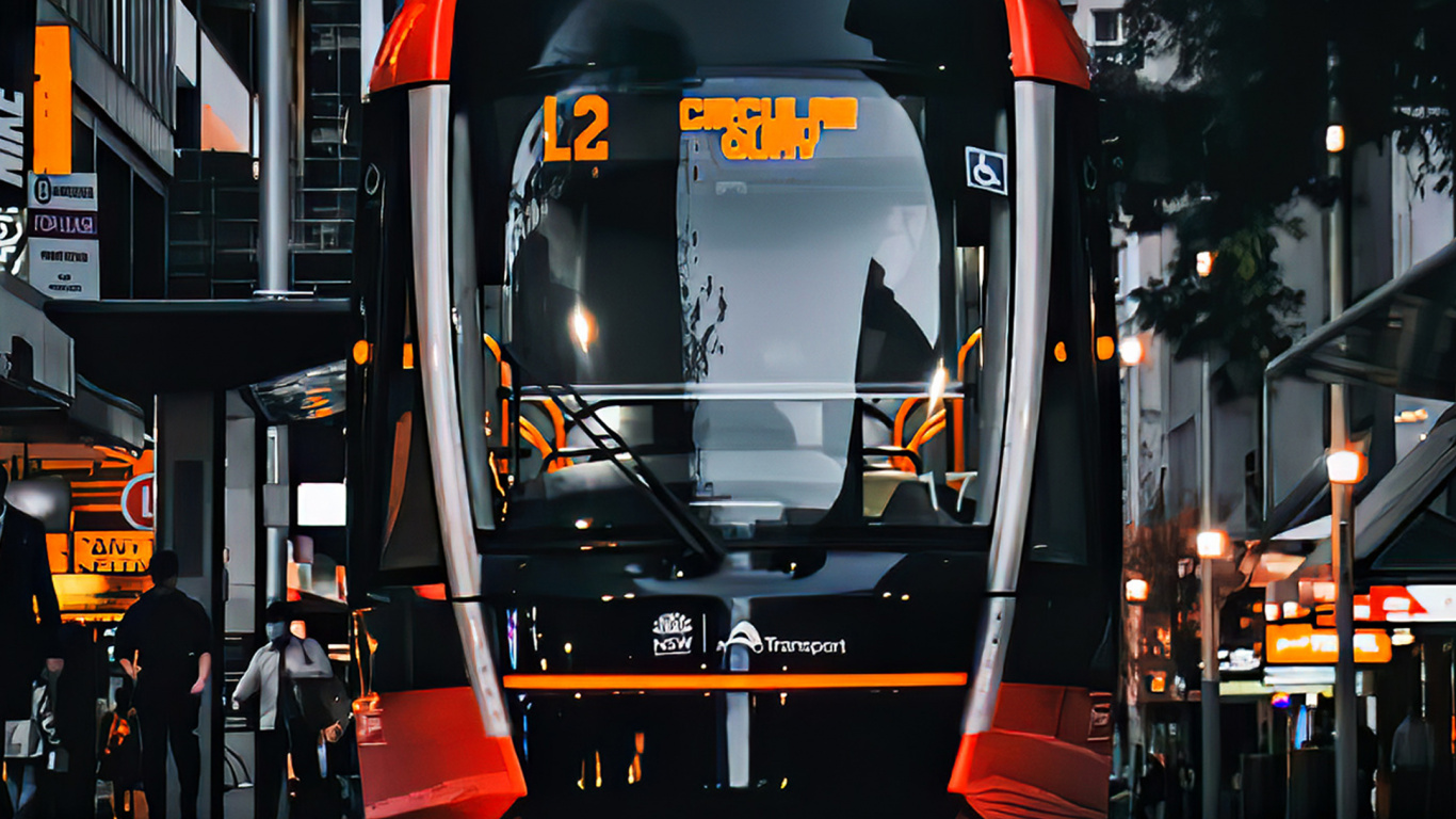 Обои общественный транспорт, железнодорожный транспорт, транспорт, трамвай, здание в разрешении 1366x768