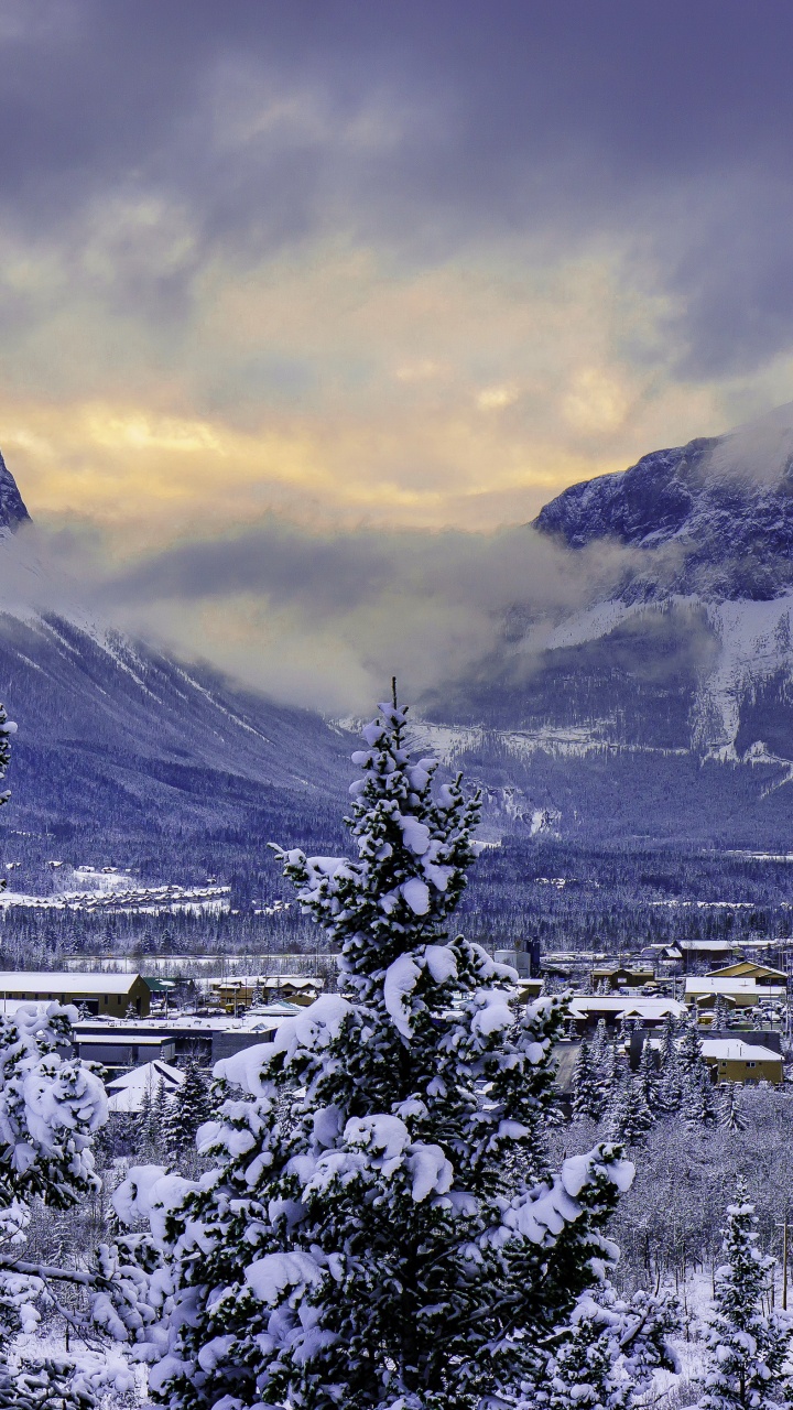 Обои Кэнморе, банфф, зима, горный рельеф, гора в разрешении 720x1280