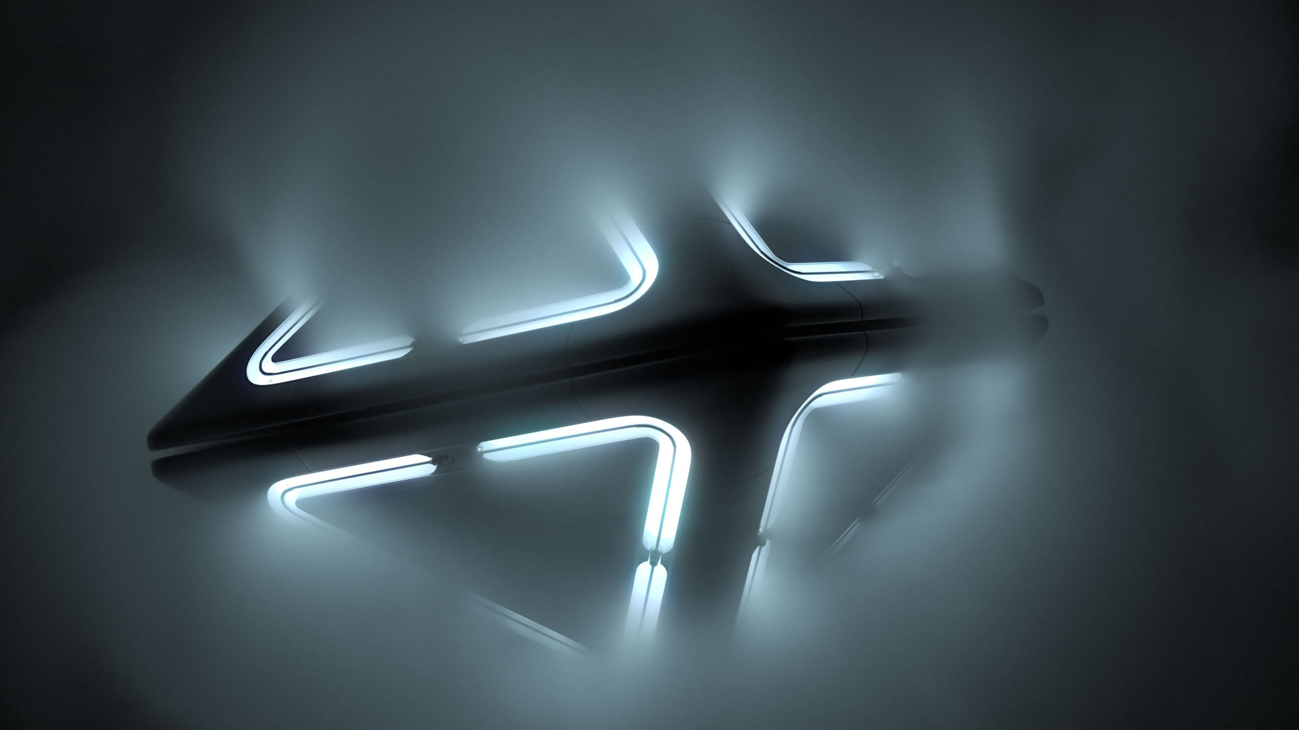 Обои свет, темнота, неон, графика, черный и белый в разрешении 2560x1440