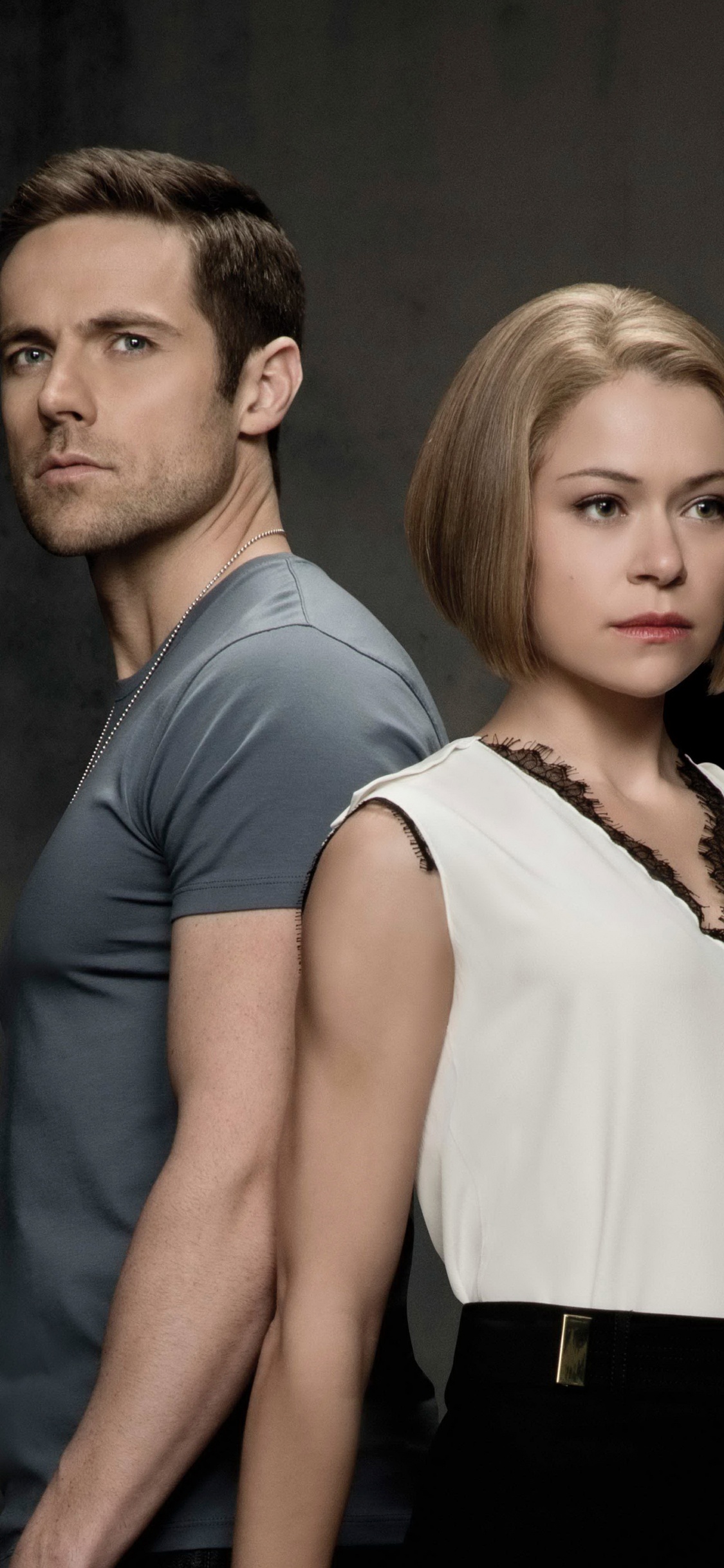 Обои Дилан Брюс, Татьяна Maslany, Мэтт Frewer, Сирота Черный, Павел Дирден в разрешении 1125x2436