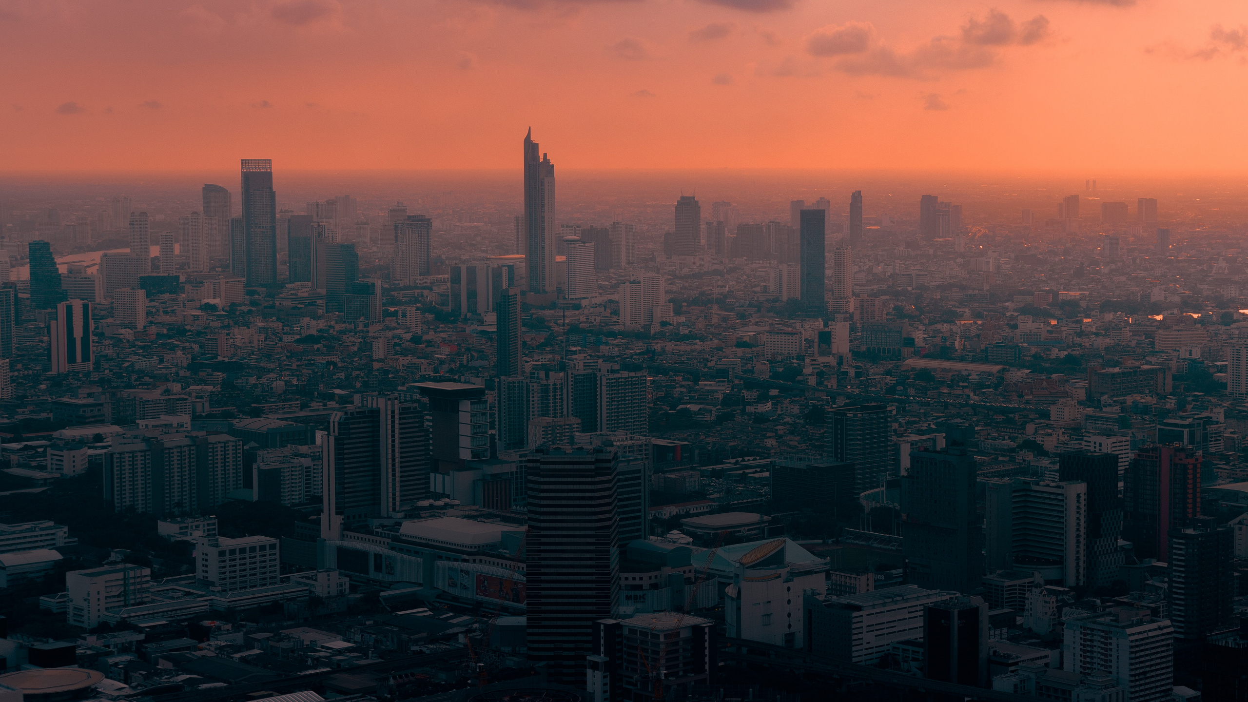 Обои Бангкок, городской пейзаж, город, метрополия, городской район в разрешении 2560x1440
