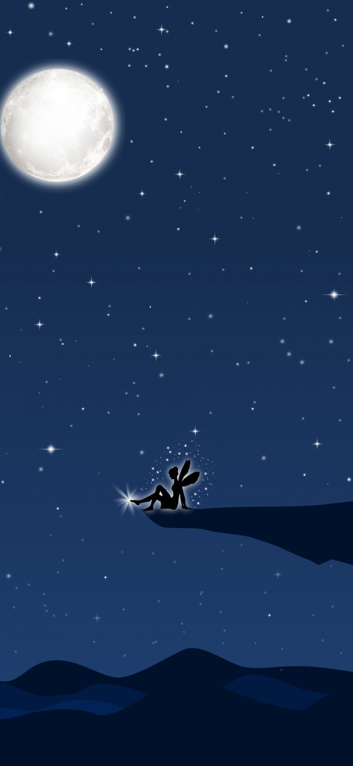 Обои фея, ночь, зубная фея, луна, астрономический объект в разрешении 1125x2436