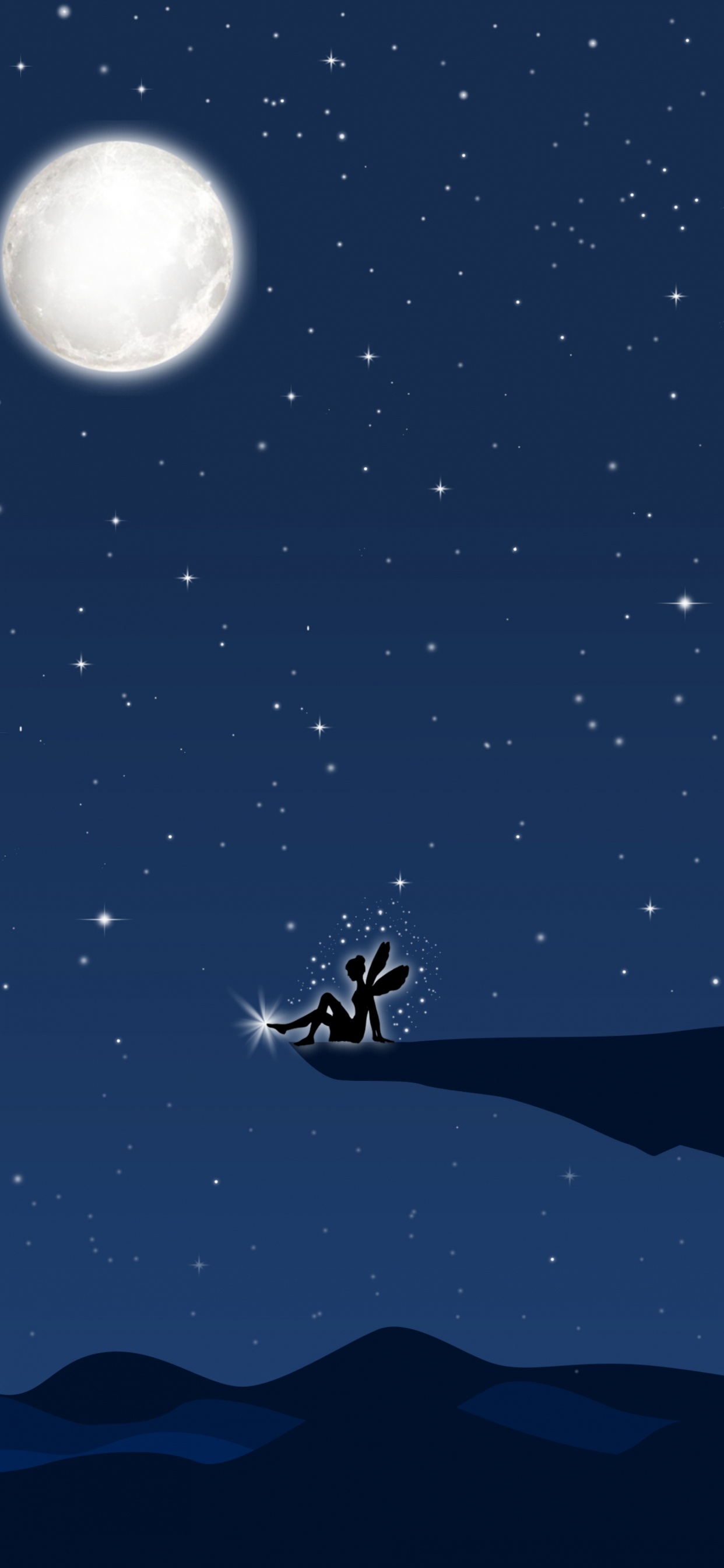 Обои фея, ночь, зубная фея, луна, астрономический объект в разрешении 1242x2688